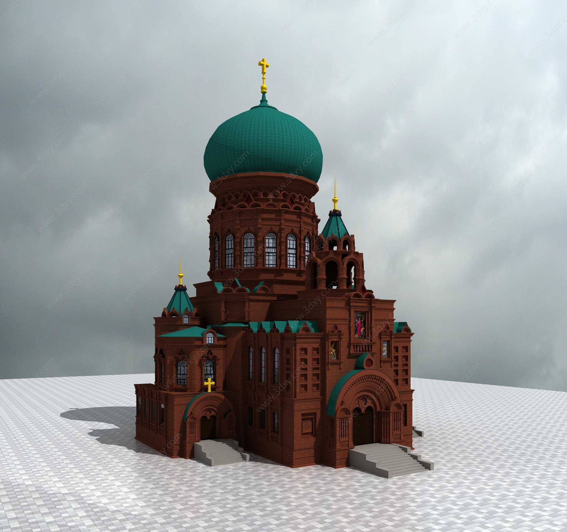 索菲亚大教堂欧式教堂3D模型