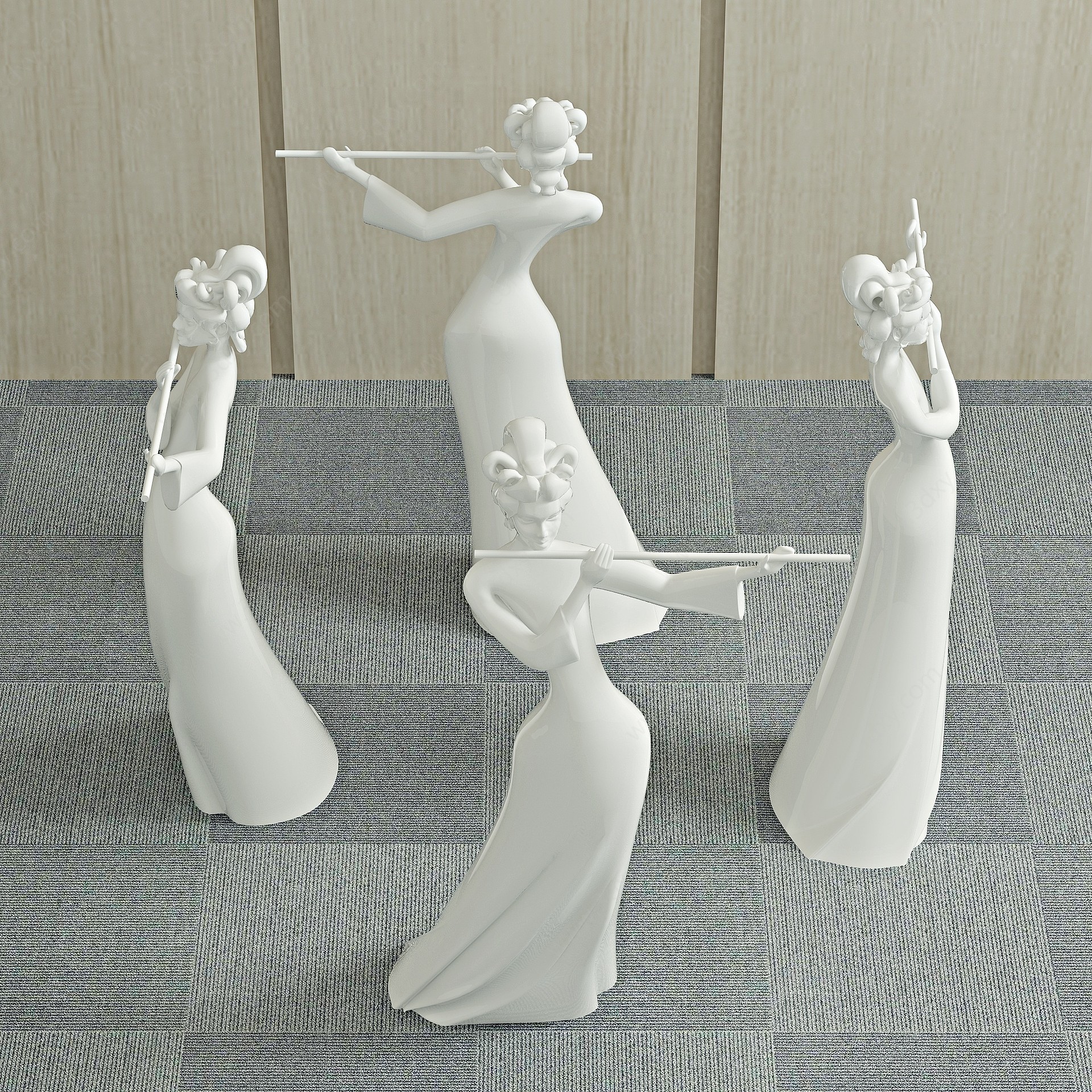 现代石膏雕塑雕像装饰品3D模型