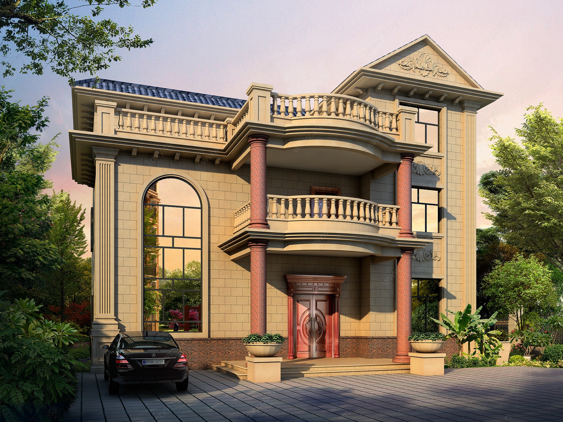 欧式古典建筑别墅外观3D模型