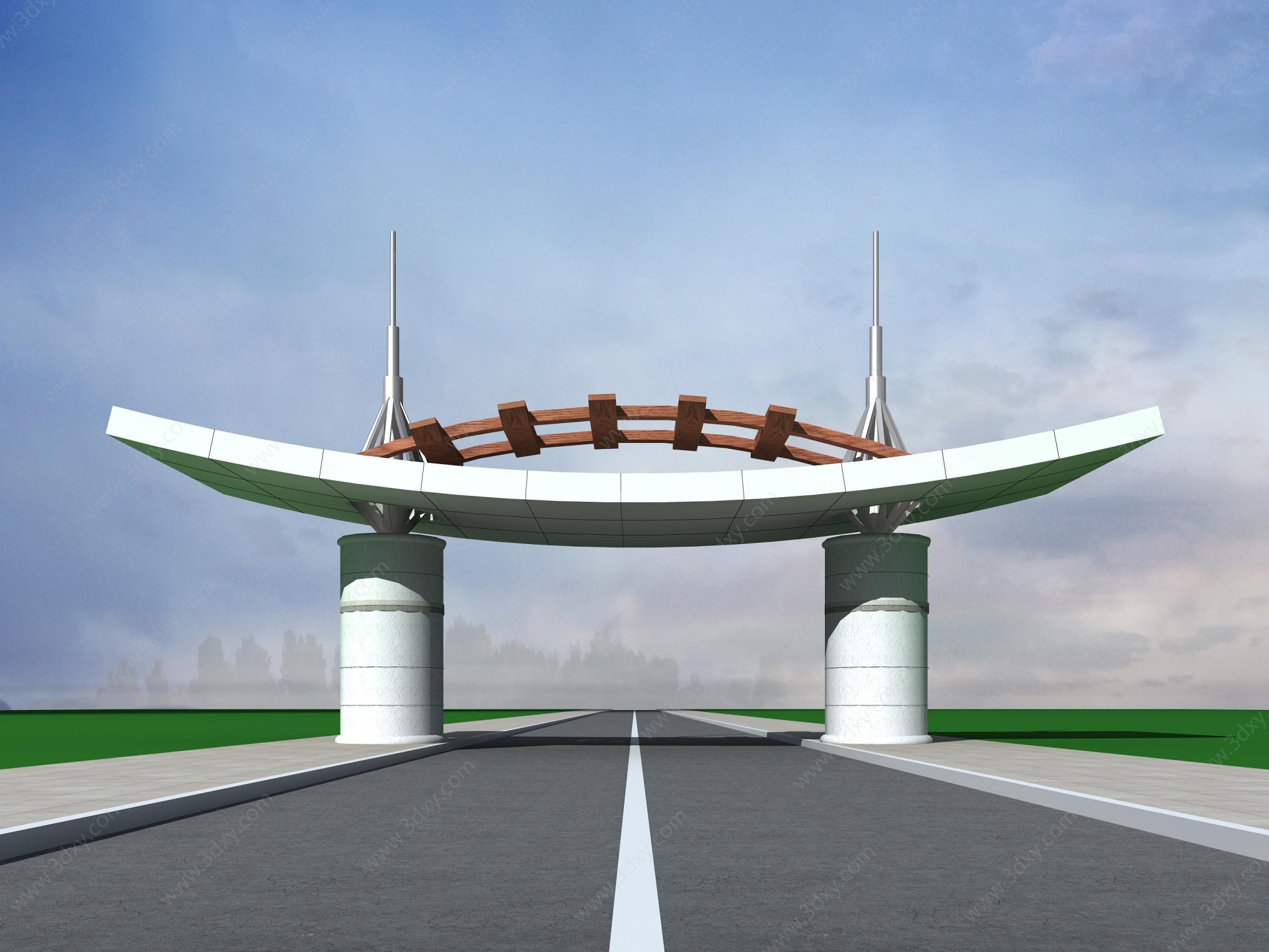 现代高速公路收费站大门3D模型