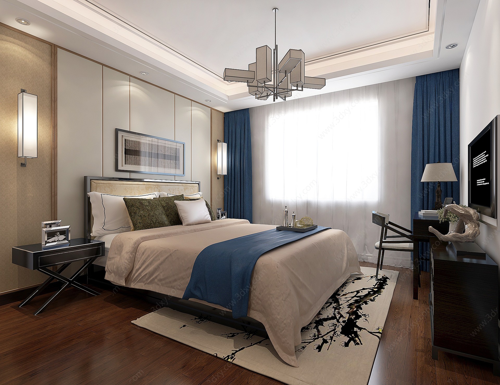 中式卧室房间3D模型