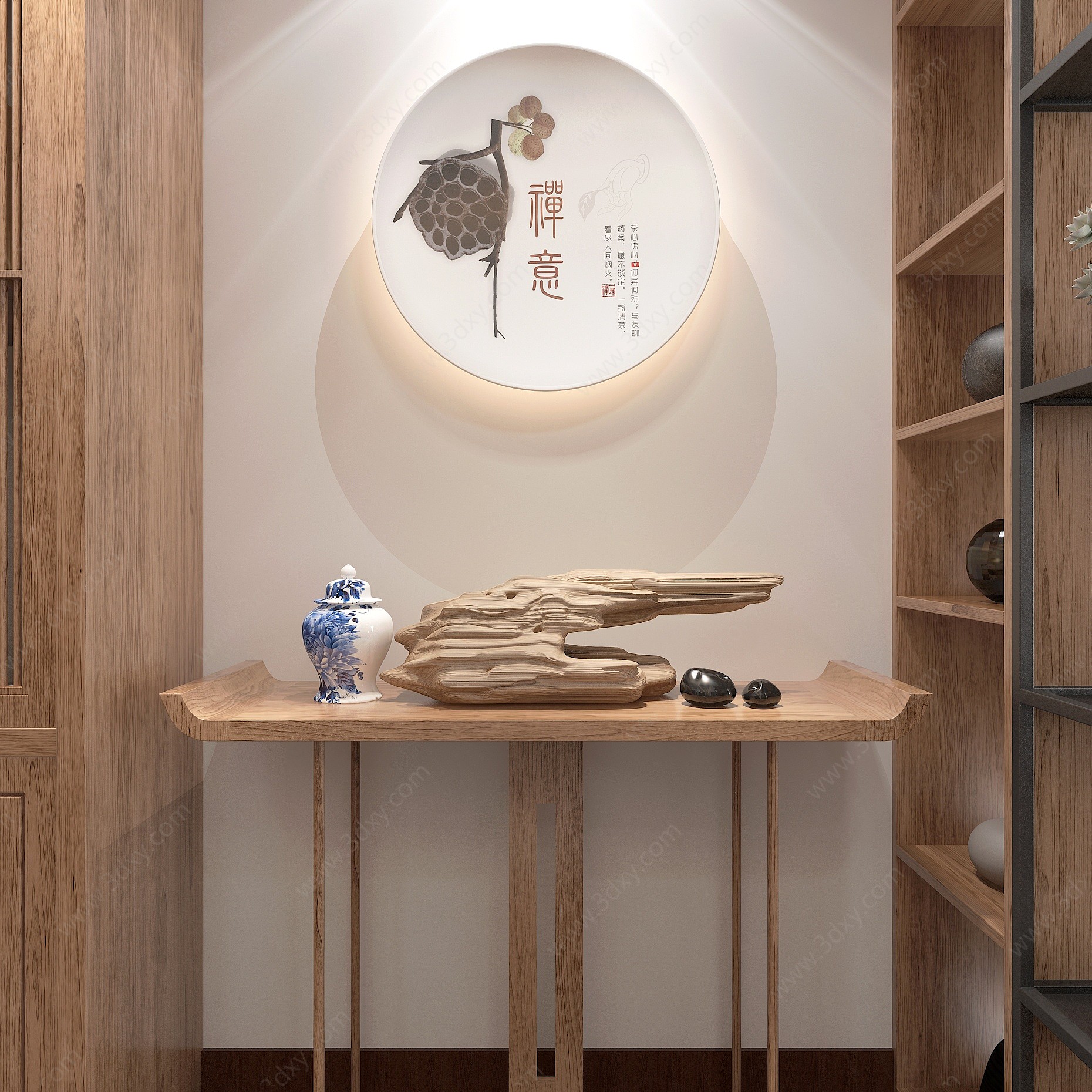 新中式客餐厅柜子装饰柜3D模型