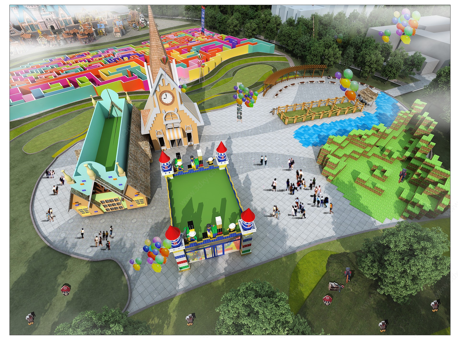 欧式古典游乐场公园3D模型