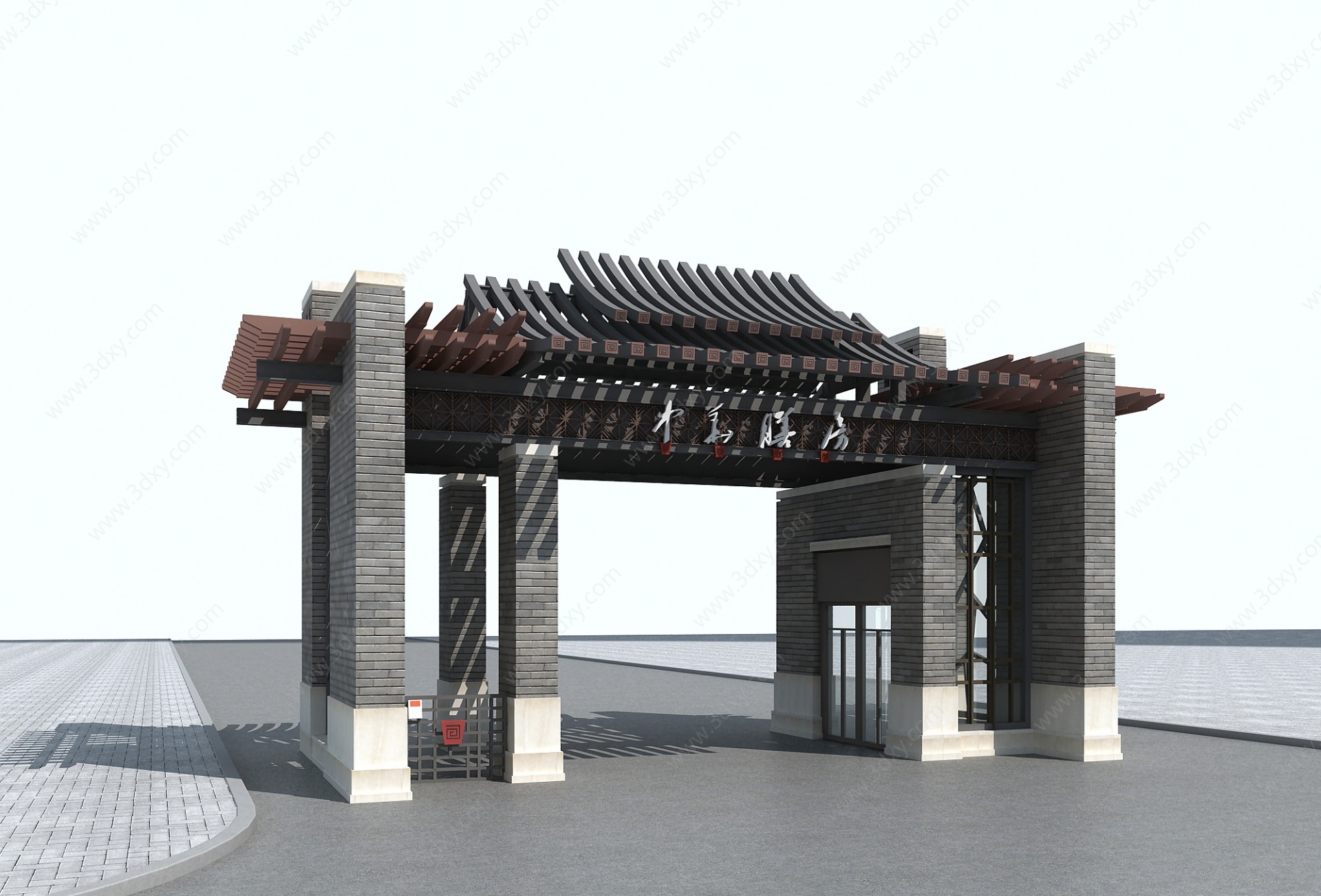 新中式大门入口3D模型