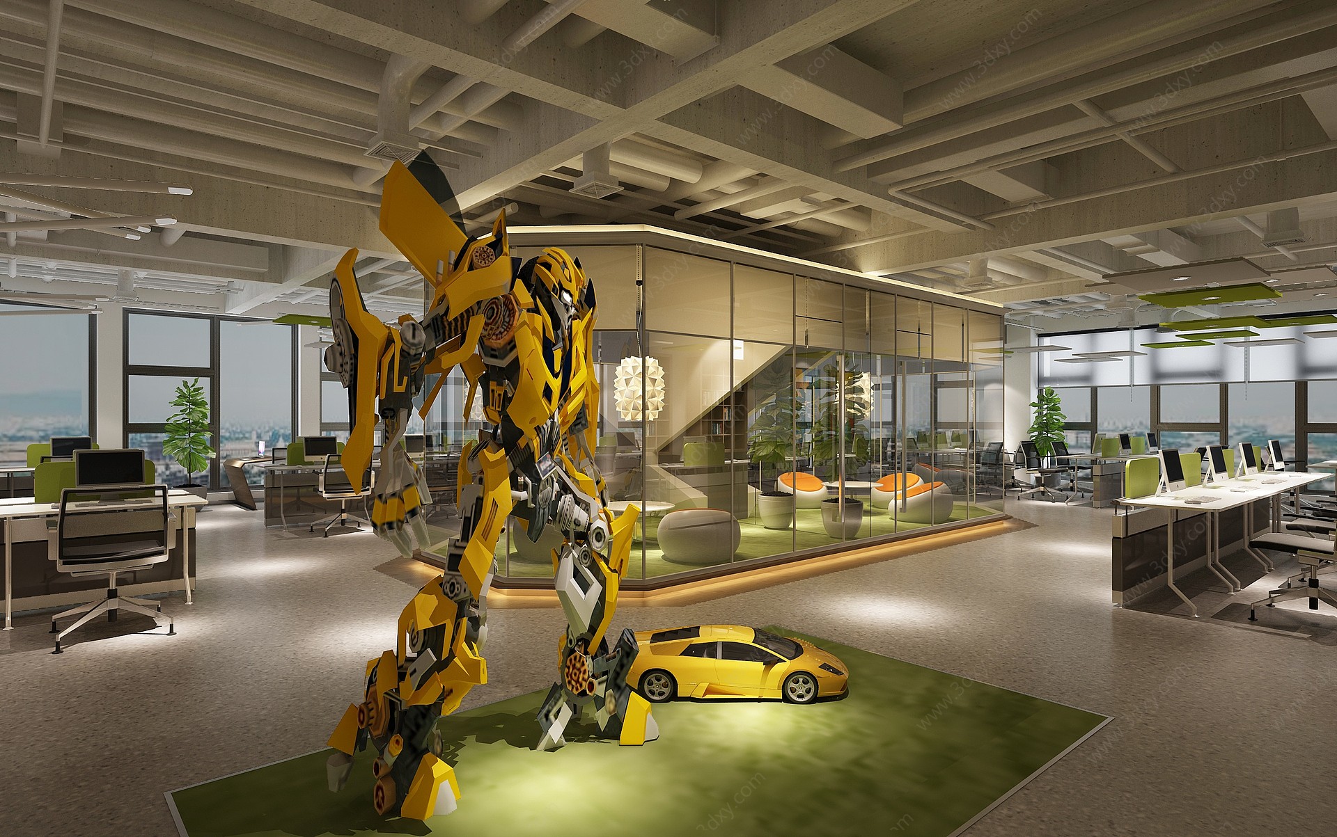 现代办公室大黄蜂机械人3D模型