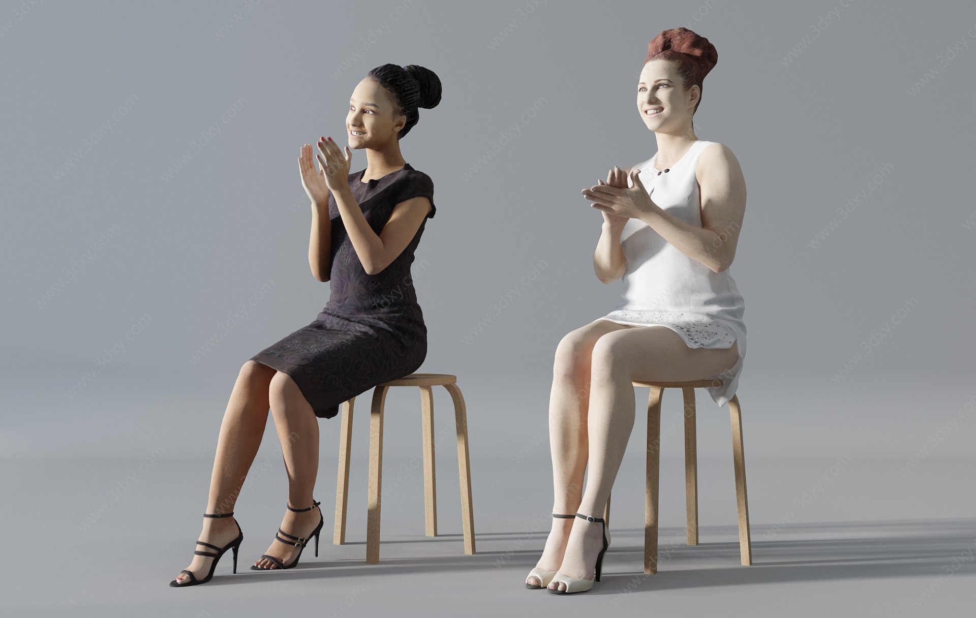 现代坐着的坐姿女人3D模型