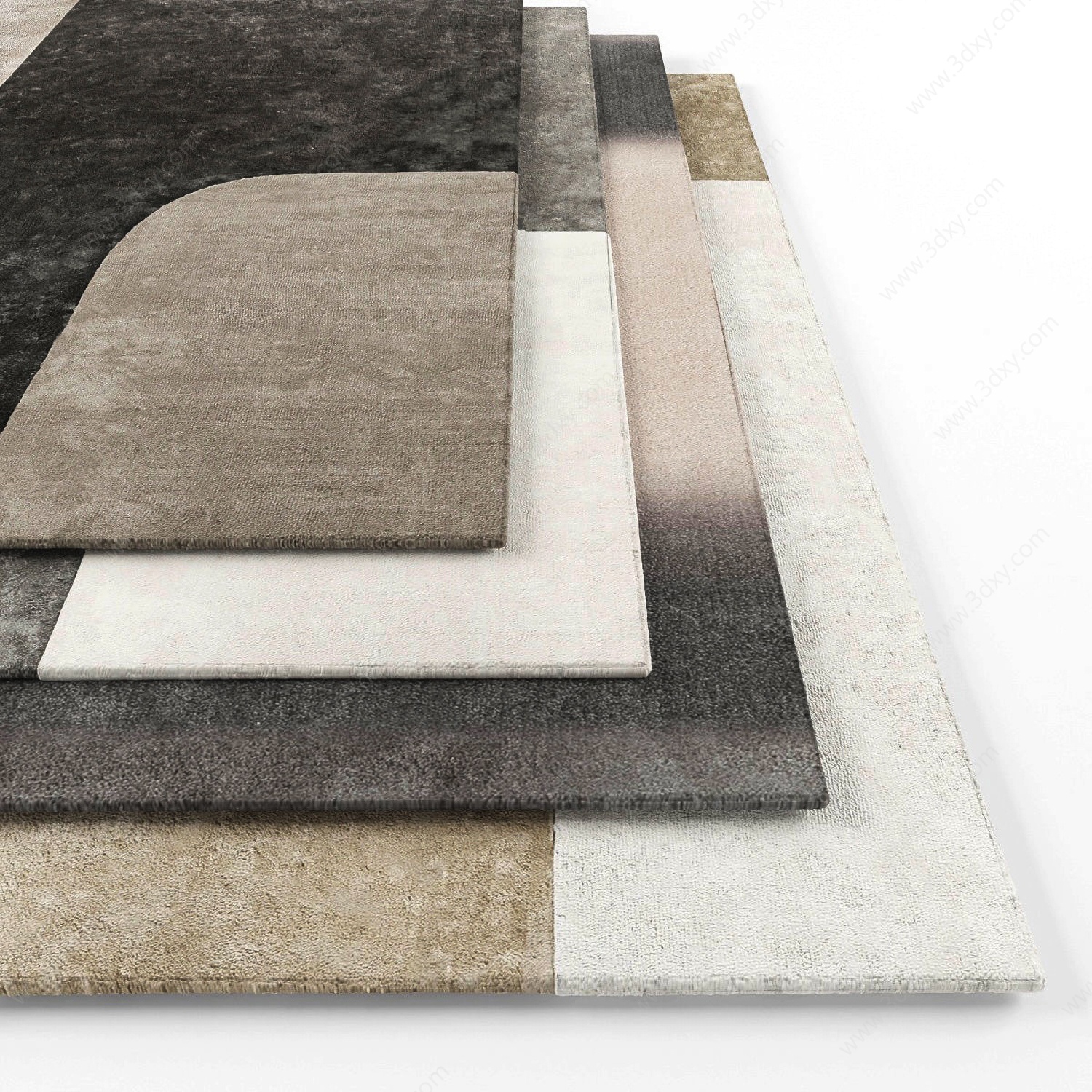 现代绒布地毯3D模型