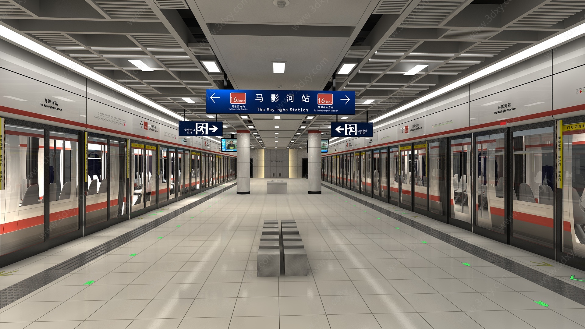 中式地铁地下乘车3D模型