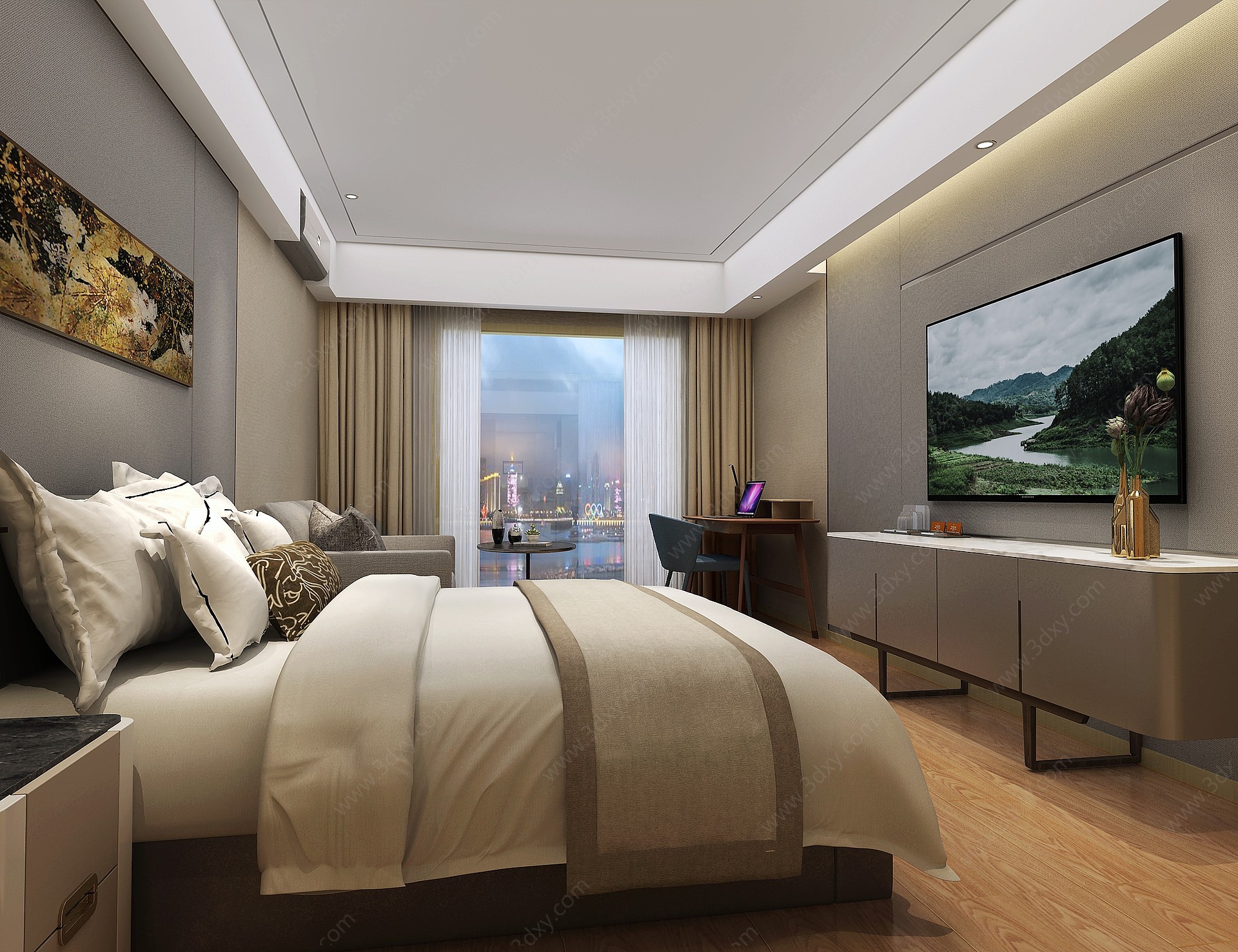 现代轻奢单身公寓酒店3D模型