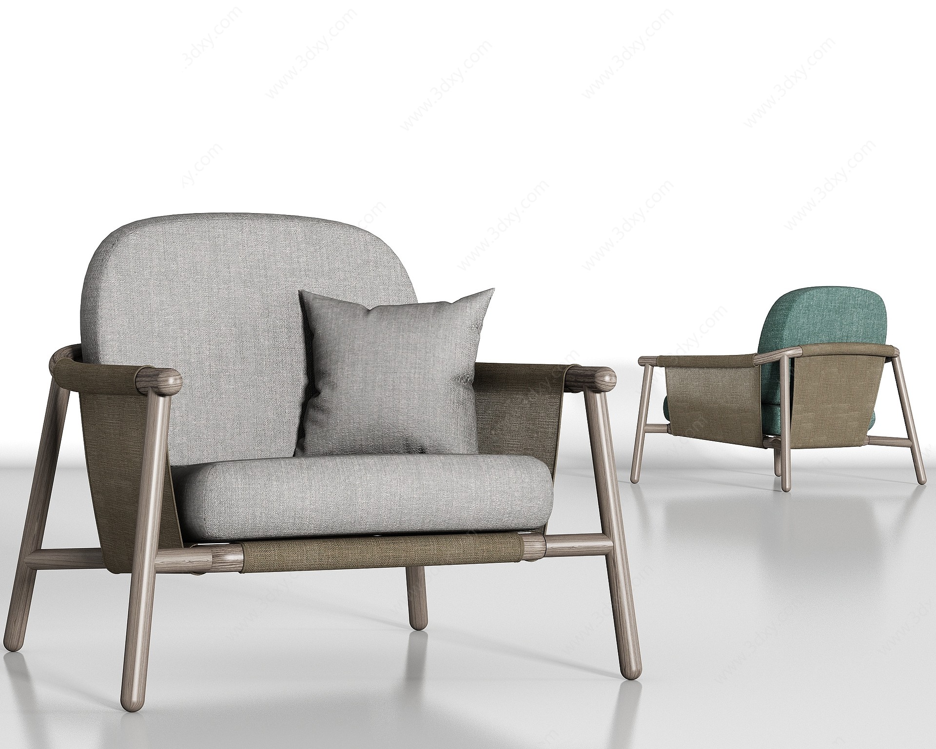 现代休闲单人沙发组合3D模型
