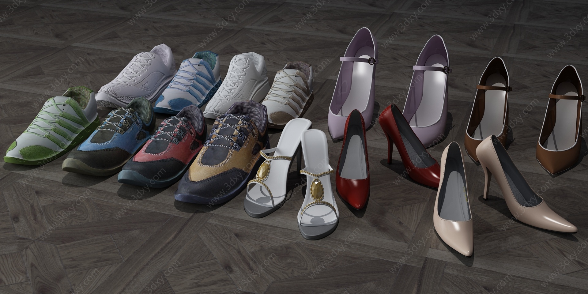现代鞋子高跟鞋运动鞋3D模型