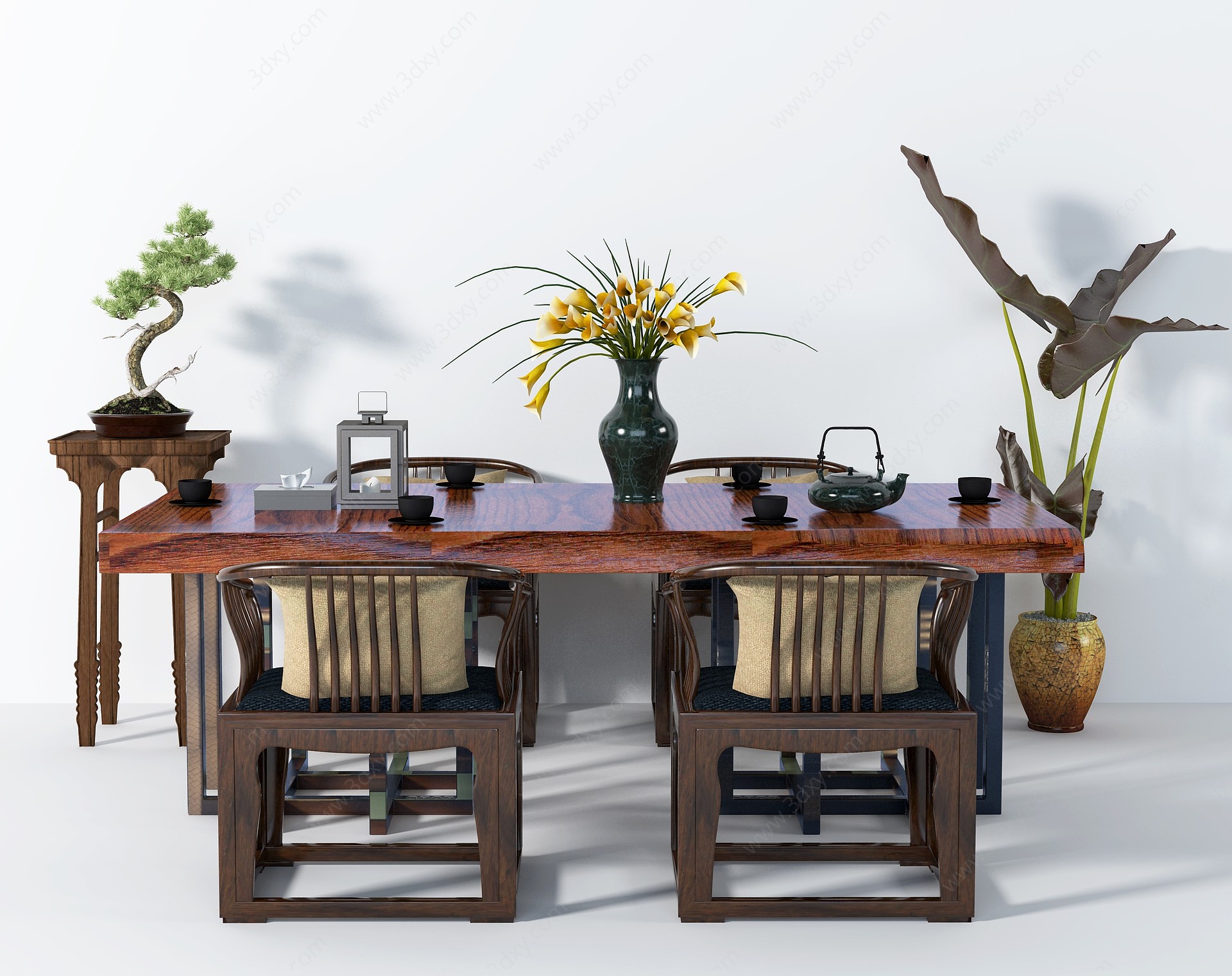 新中式泡茶桌椅3D模型