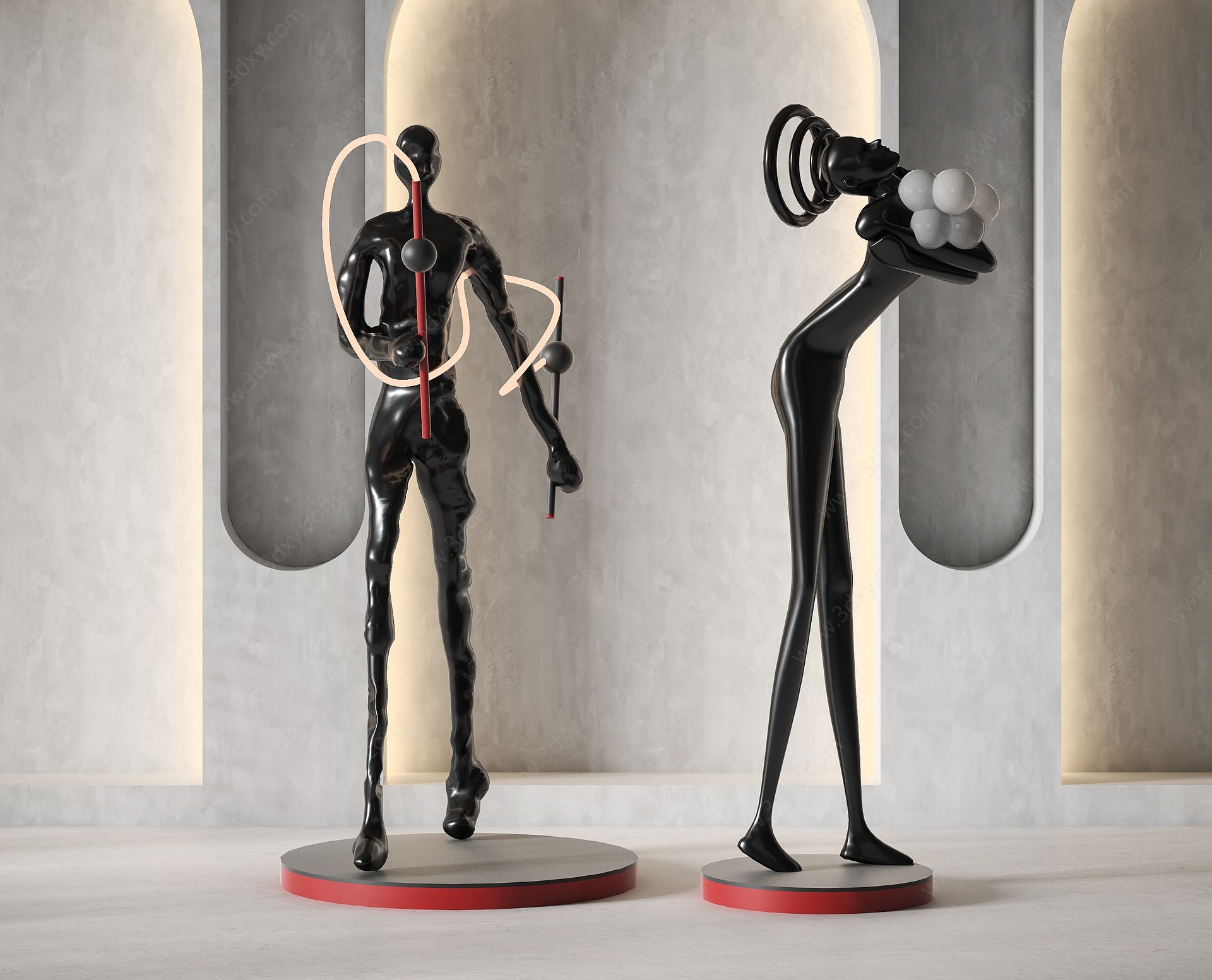 现代人物雕塑摆件3D模型