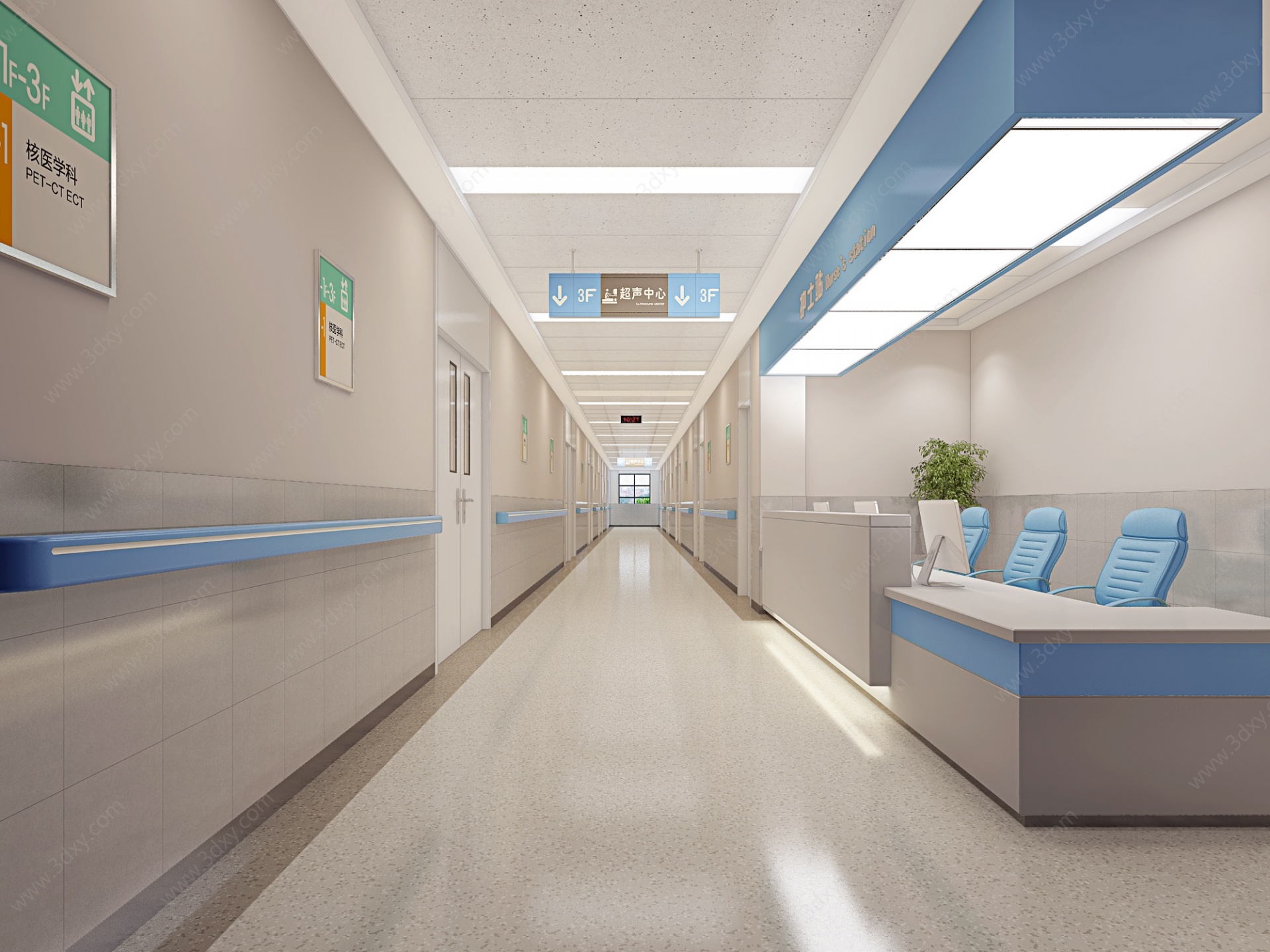 医院护士站走廊3D模型