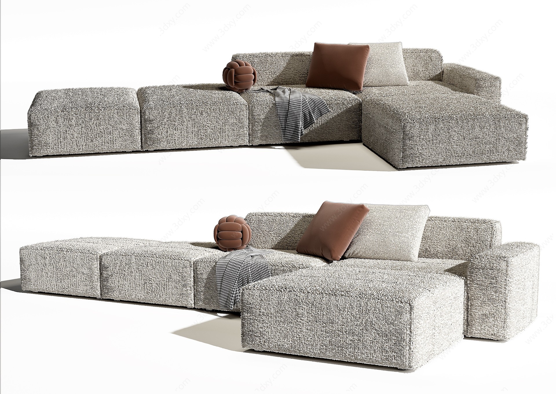 现代转角多人沙发3D模型
