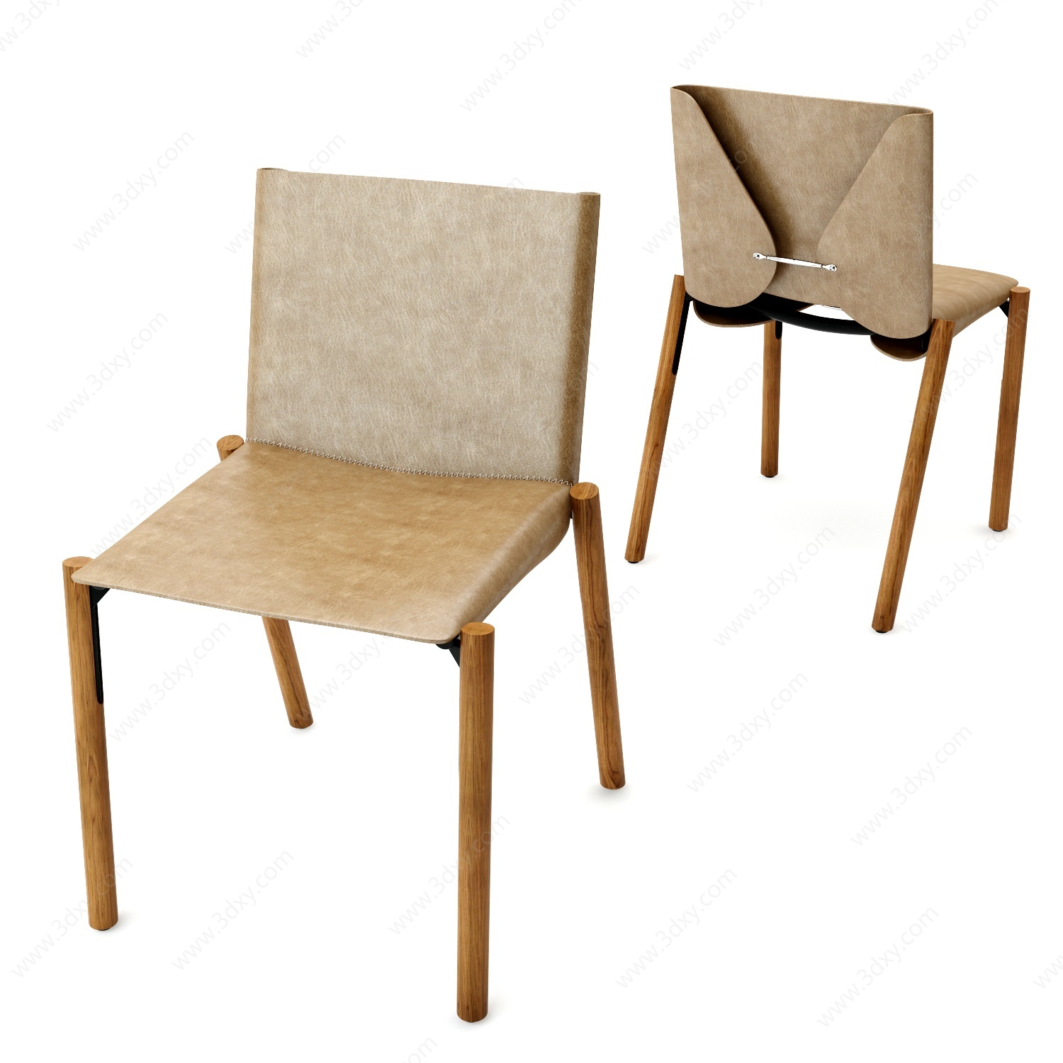 侘寂木质休闲椅3D模型