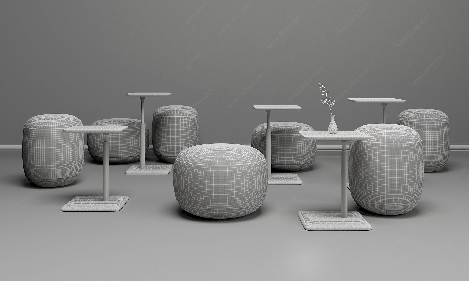 现代沙发凳茶几组合3D模型