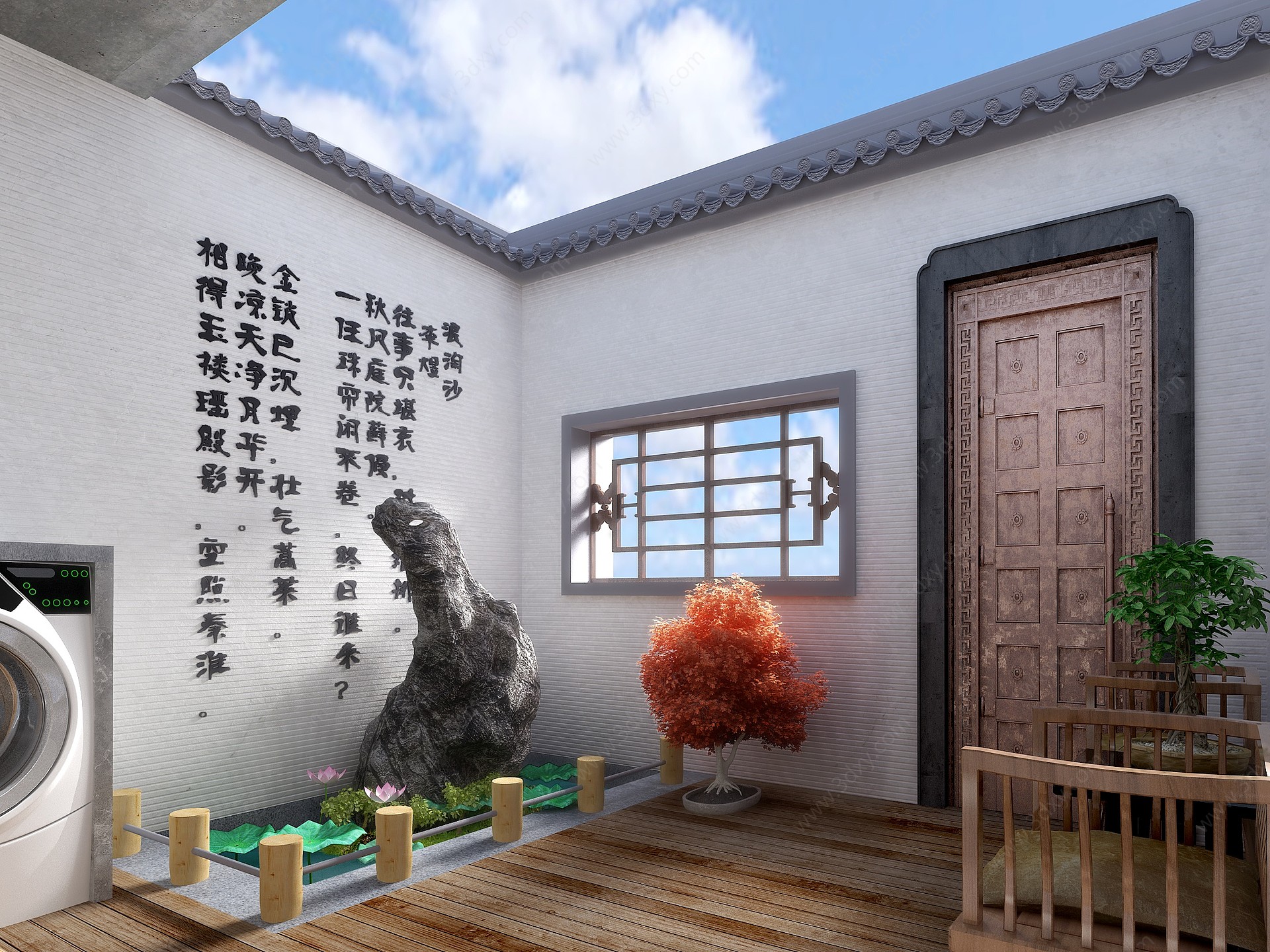 新中式庭院中式庭院3D模型