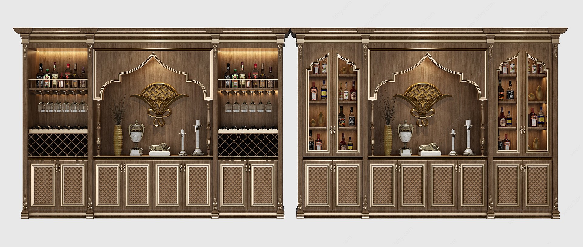 欧式法式酒柜组合3D模型
