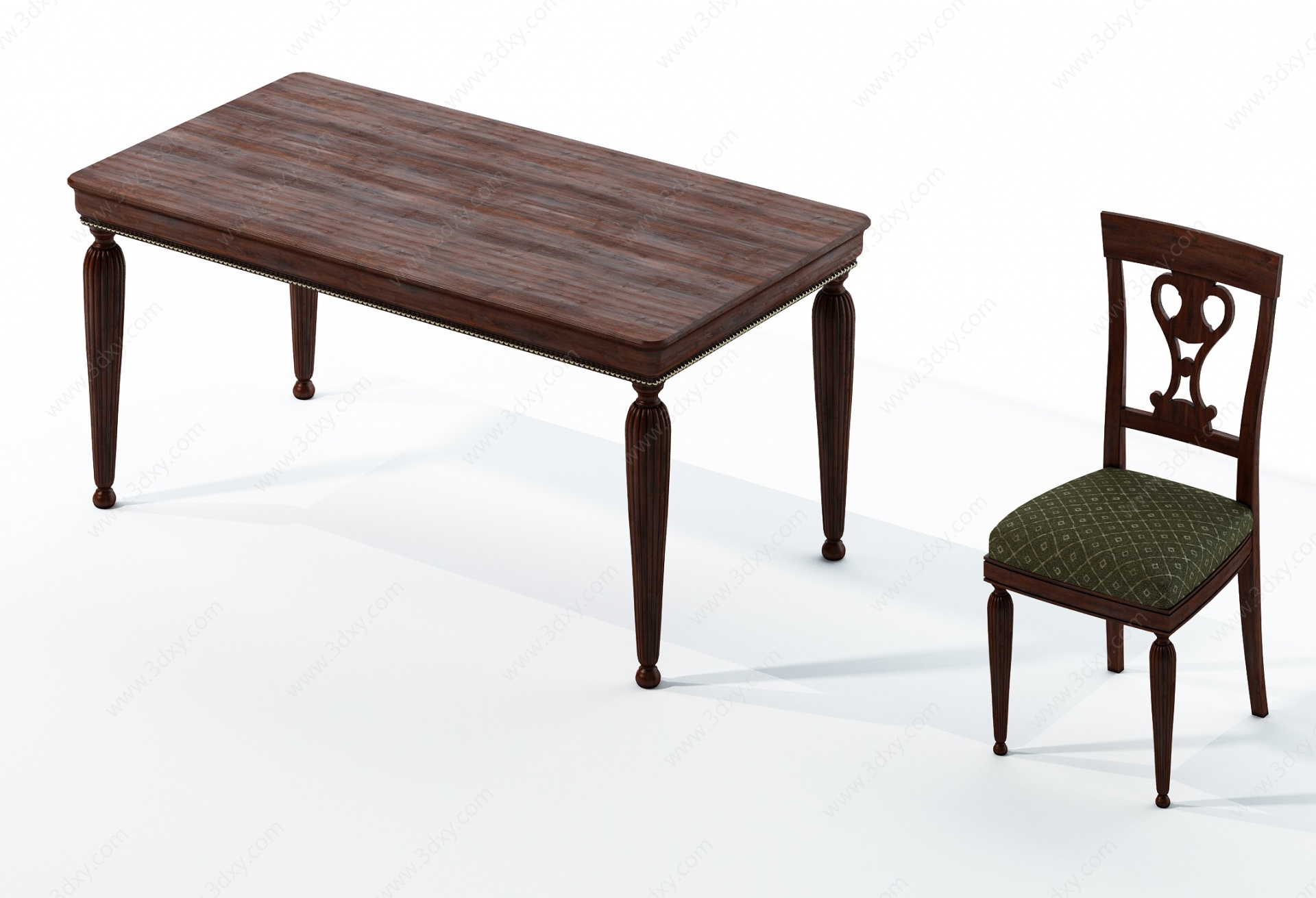 简欧美式餐桌餐椅3D模型