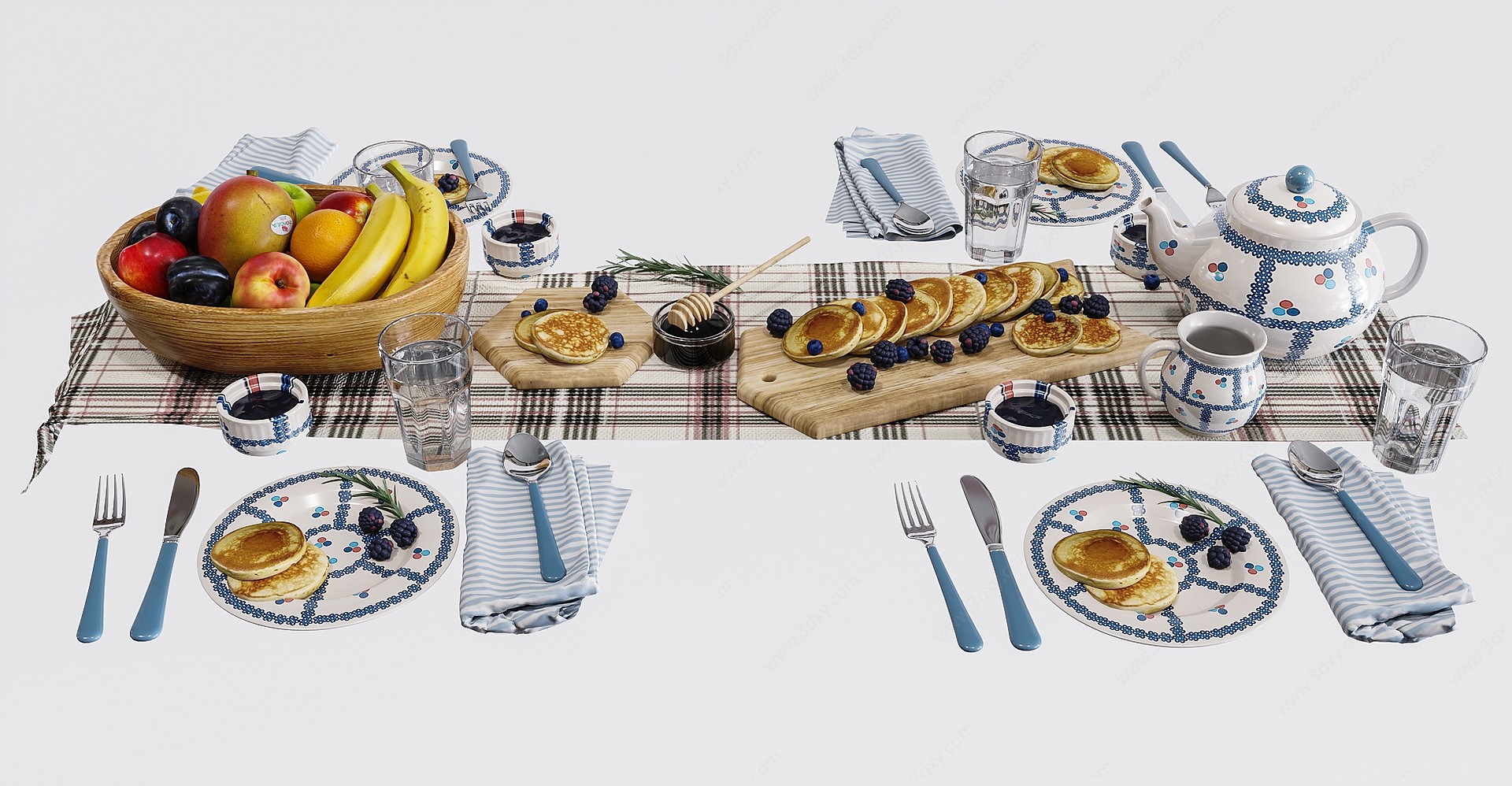 北欧餐具食品组合3D模型