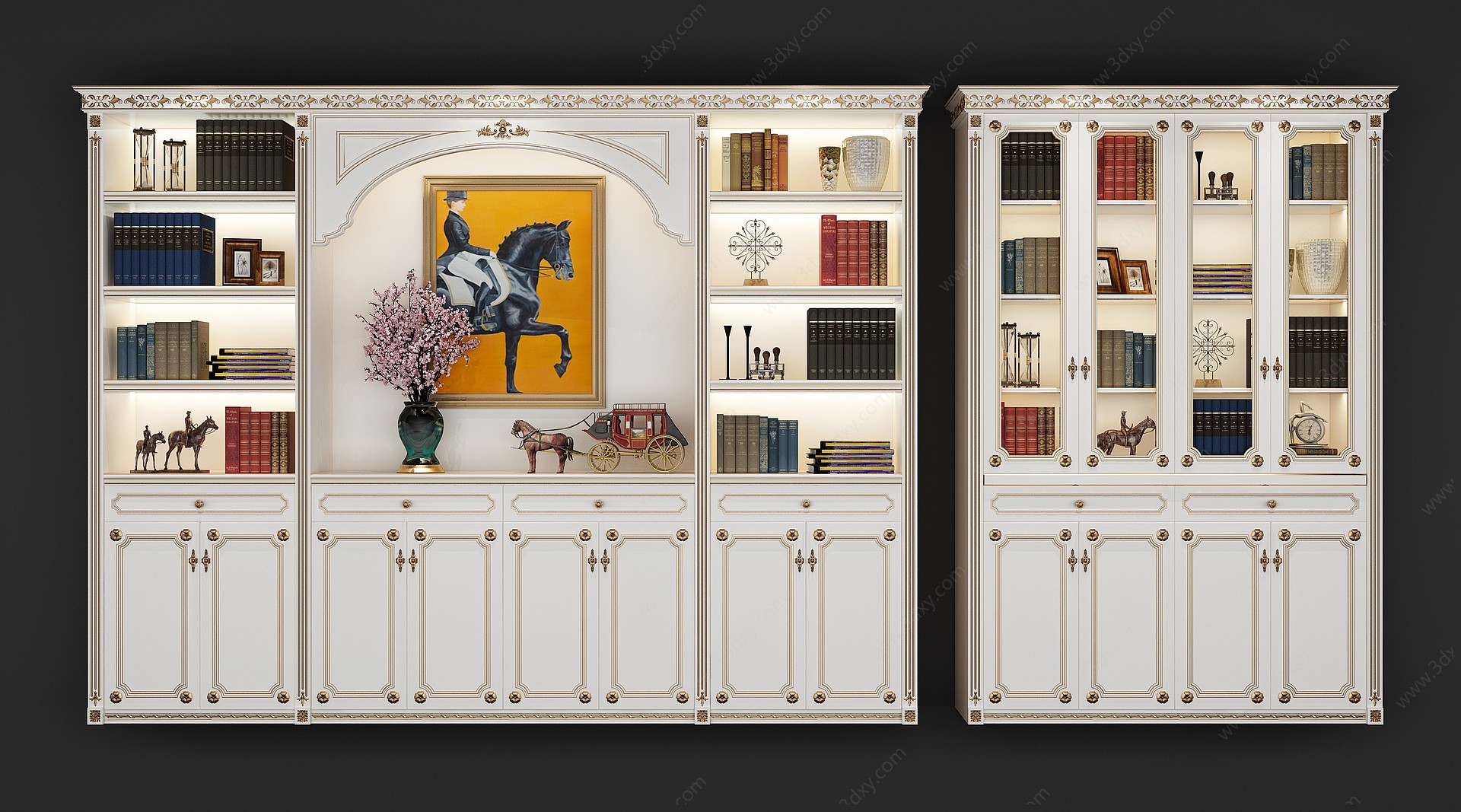 欧式古典法式书柜3D模型