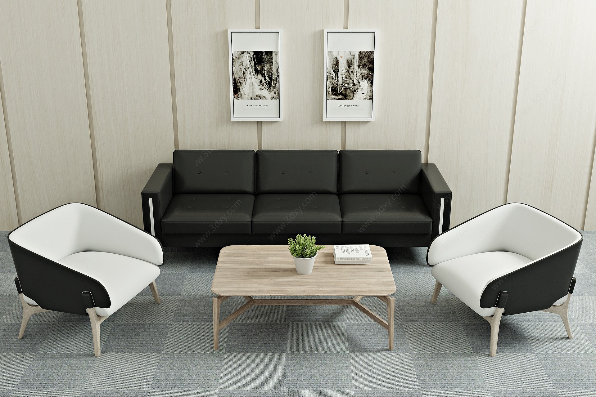 现代沙发茶几装饰画3D模型