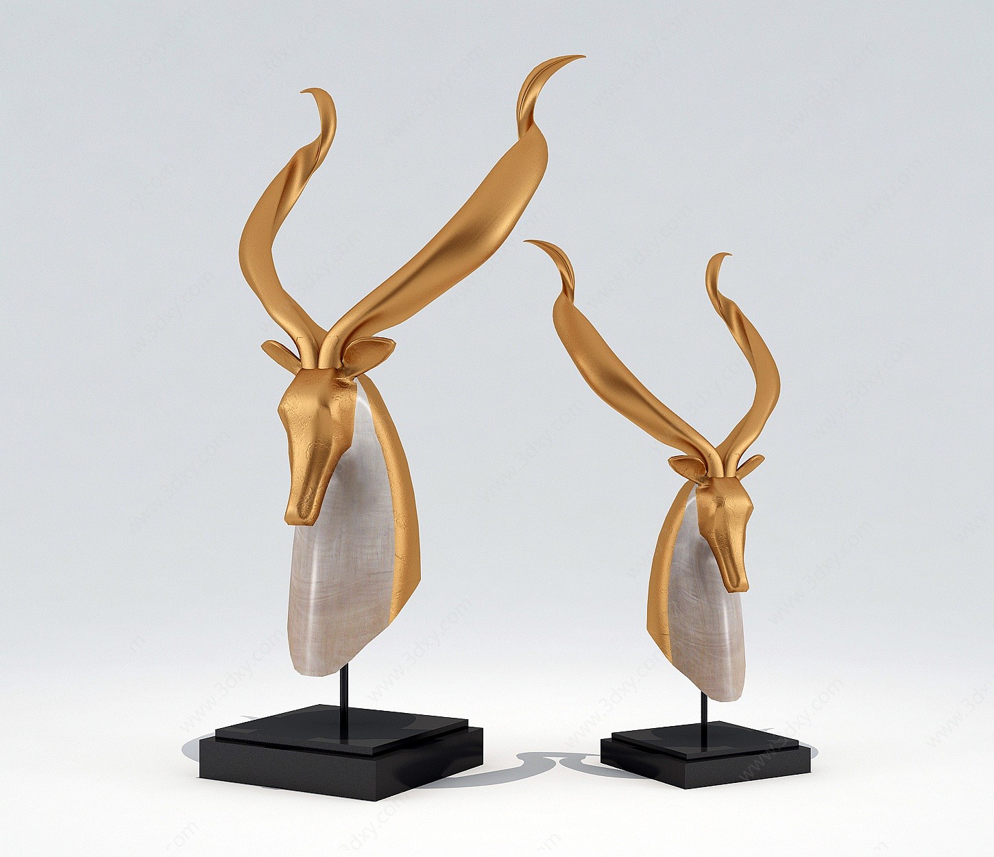 后现代鹿头雕塑摆件3D模型