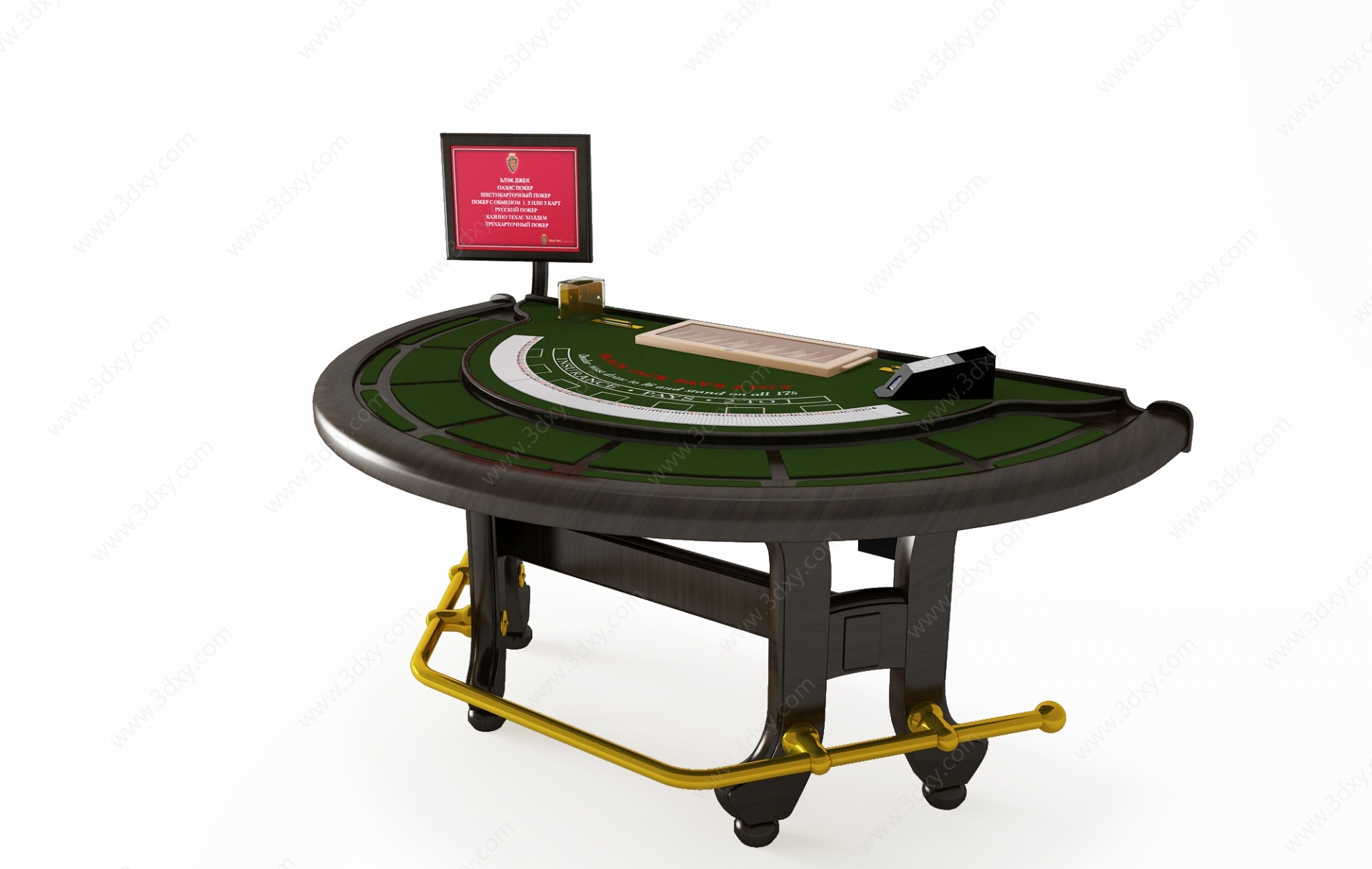 欧式赌场棋牌桌发牌机扑克3D模型