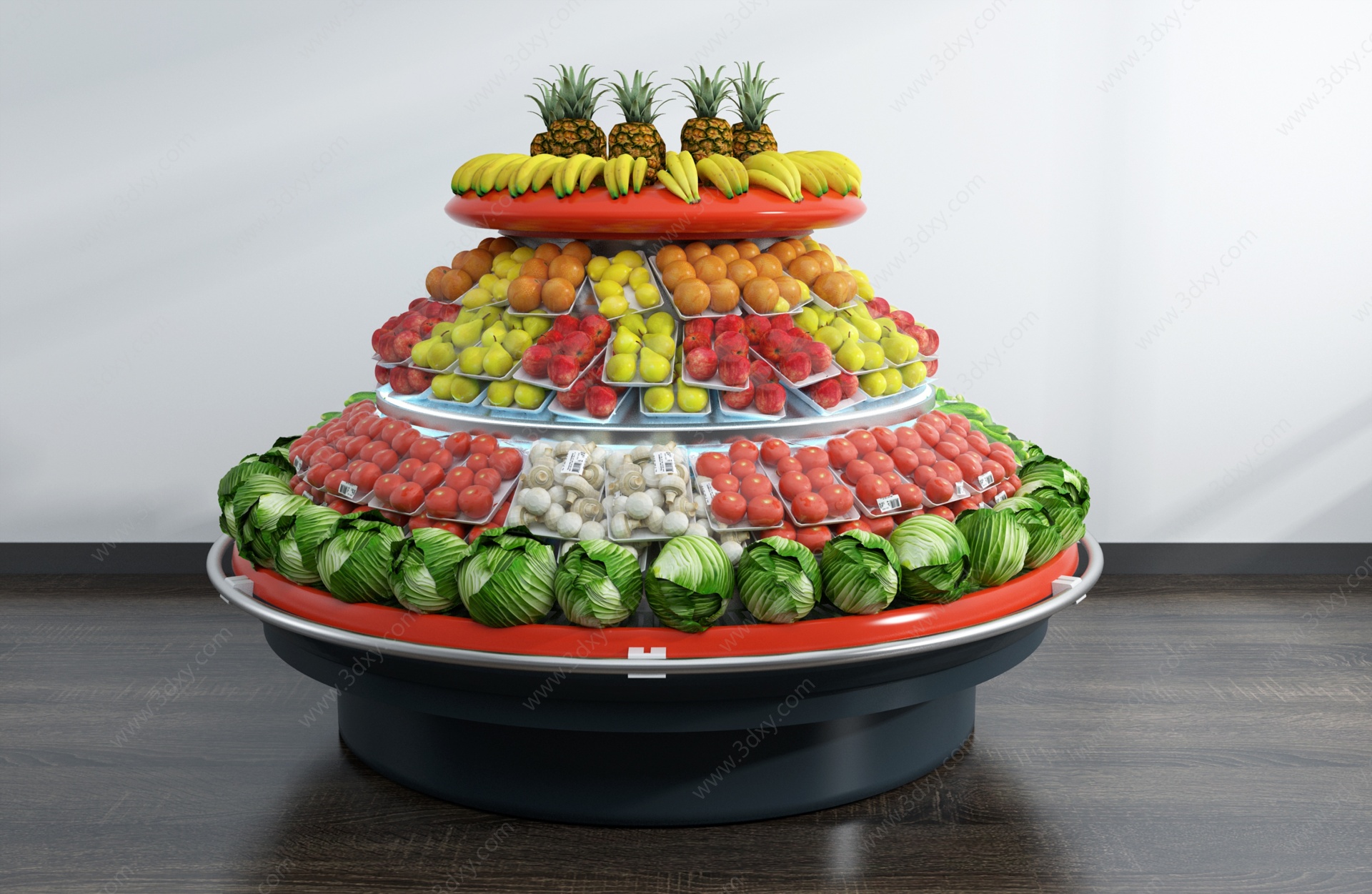 现代超市水果蔬菜货架3D模型