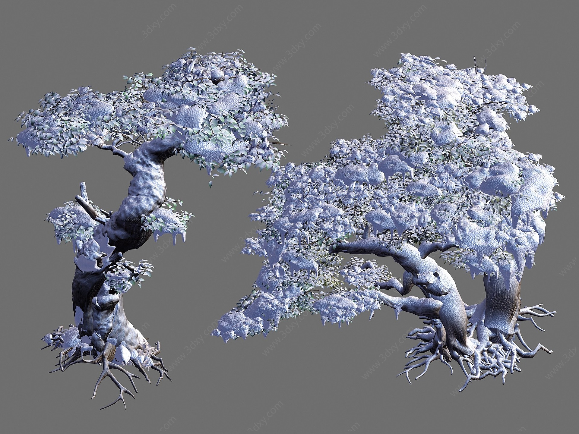 雪树枯木植物冬天雪景3D模型