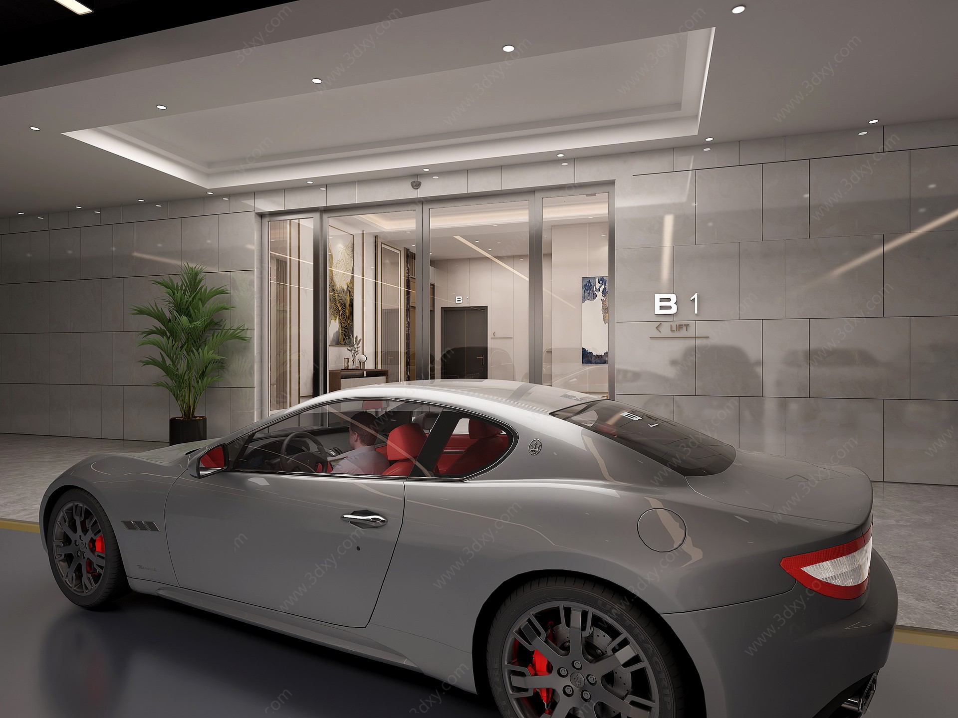 现代室内地下停车场3D模型