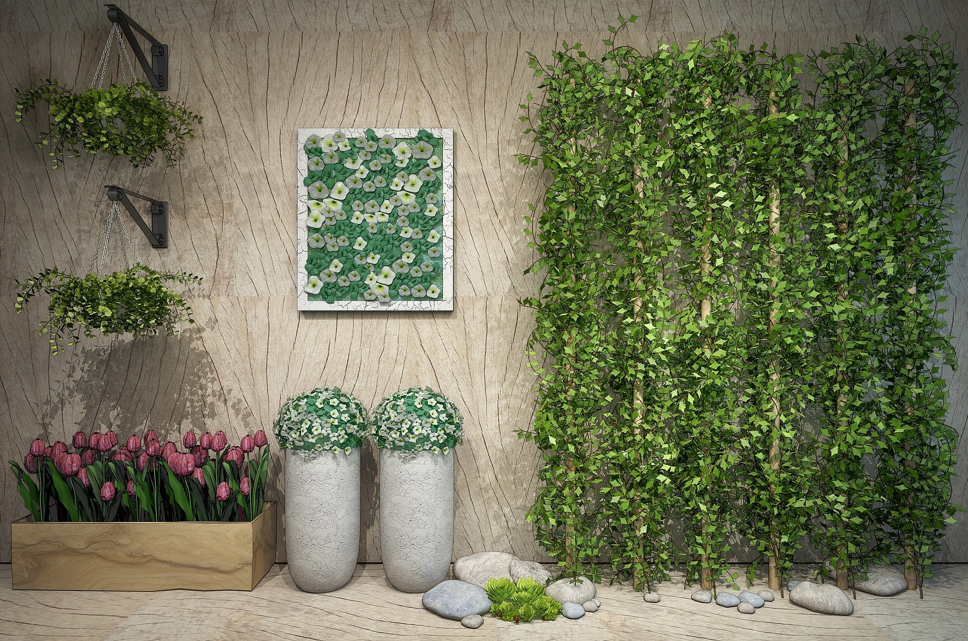 藤蔓植物绿植墙3D模型