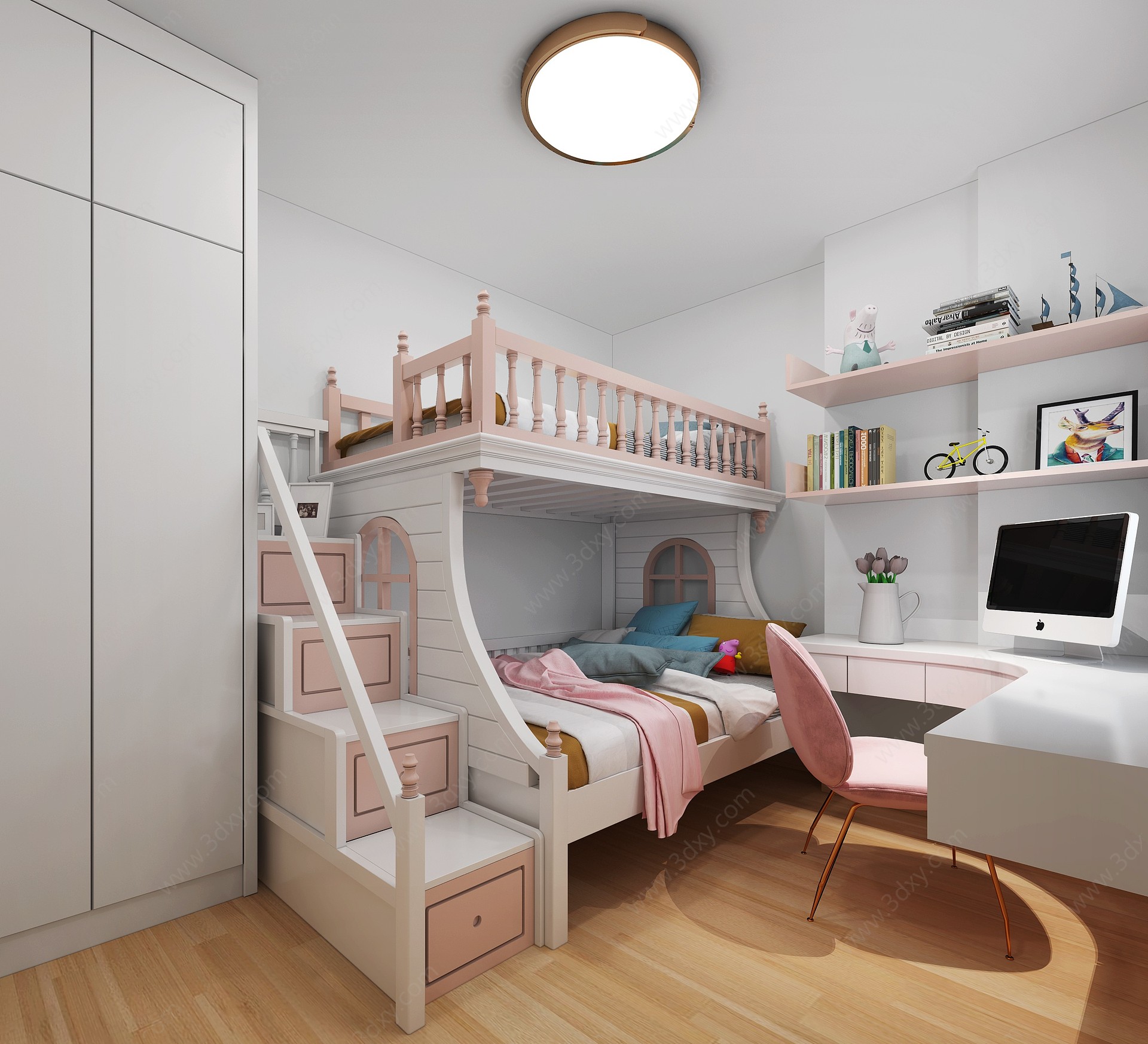 北欧儿童房女儿房3D模型