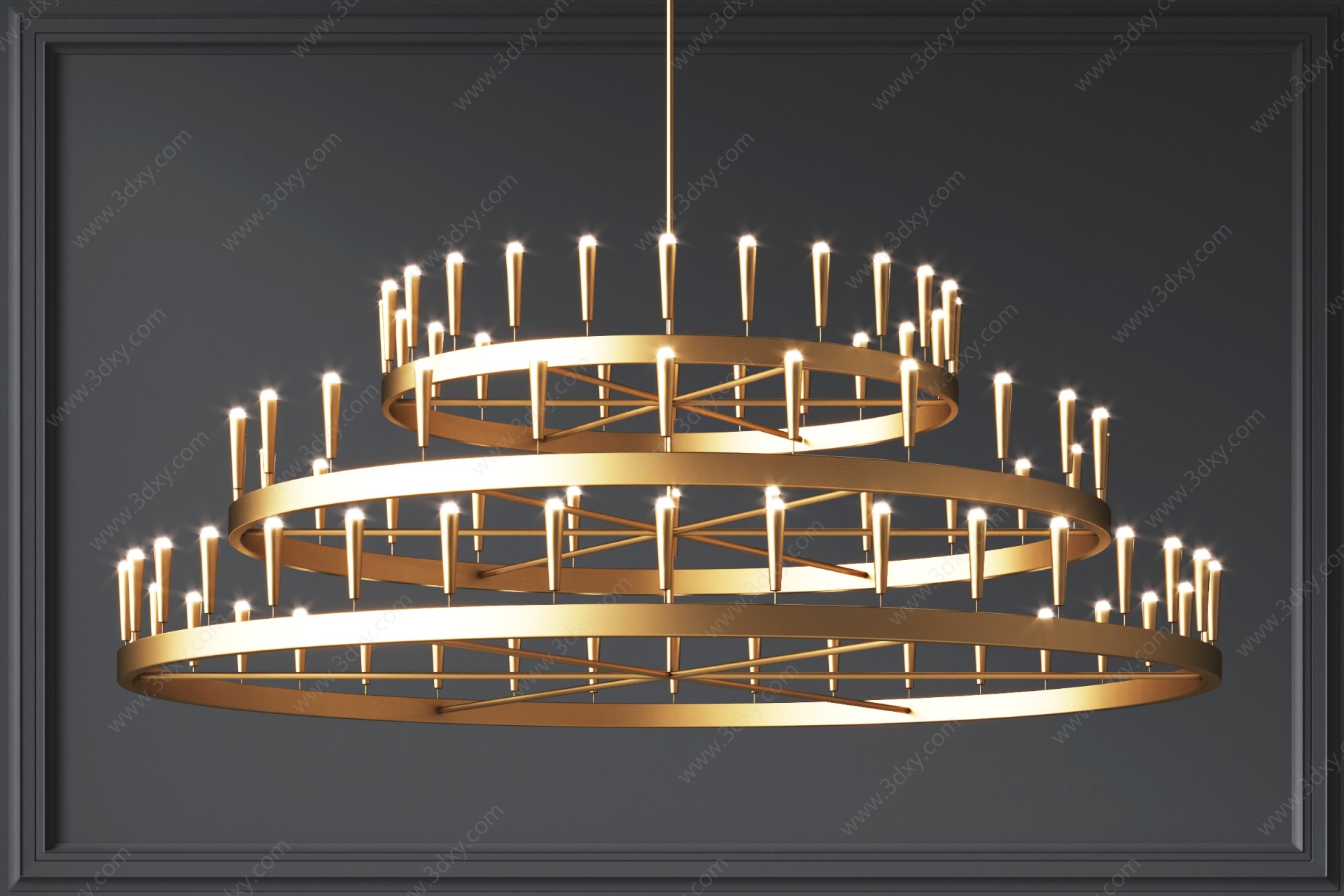 现代金属圆环吊灯3D模型