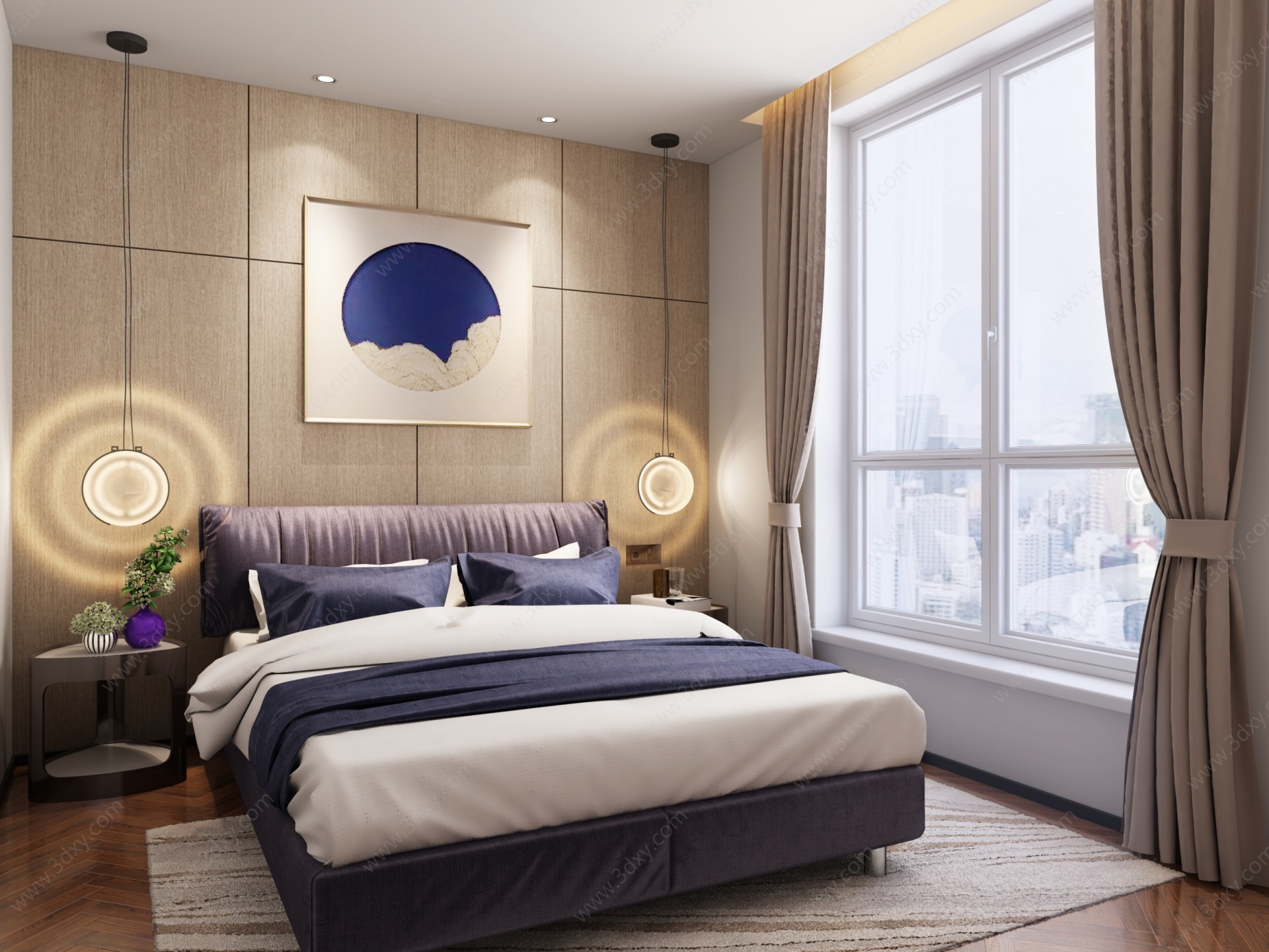 现代卧室床具3D模型