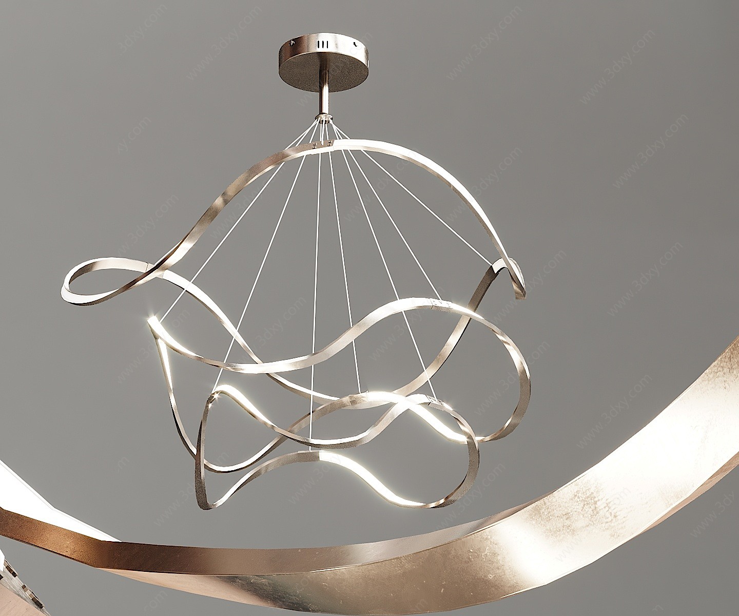 现代个性金属几何吊灯3D模型