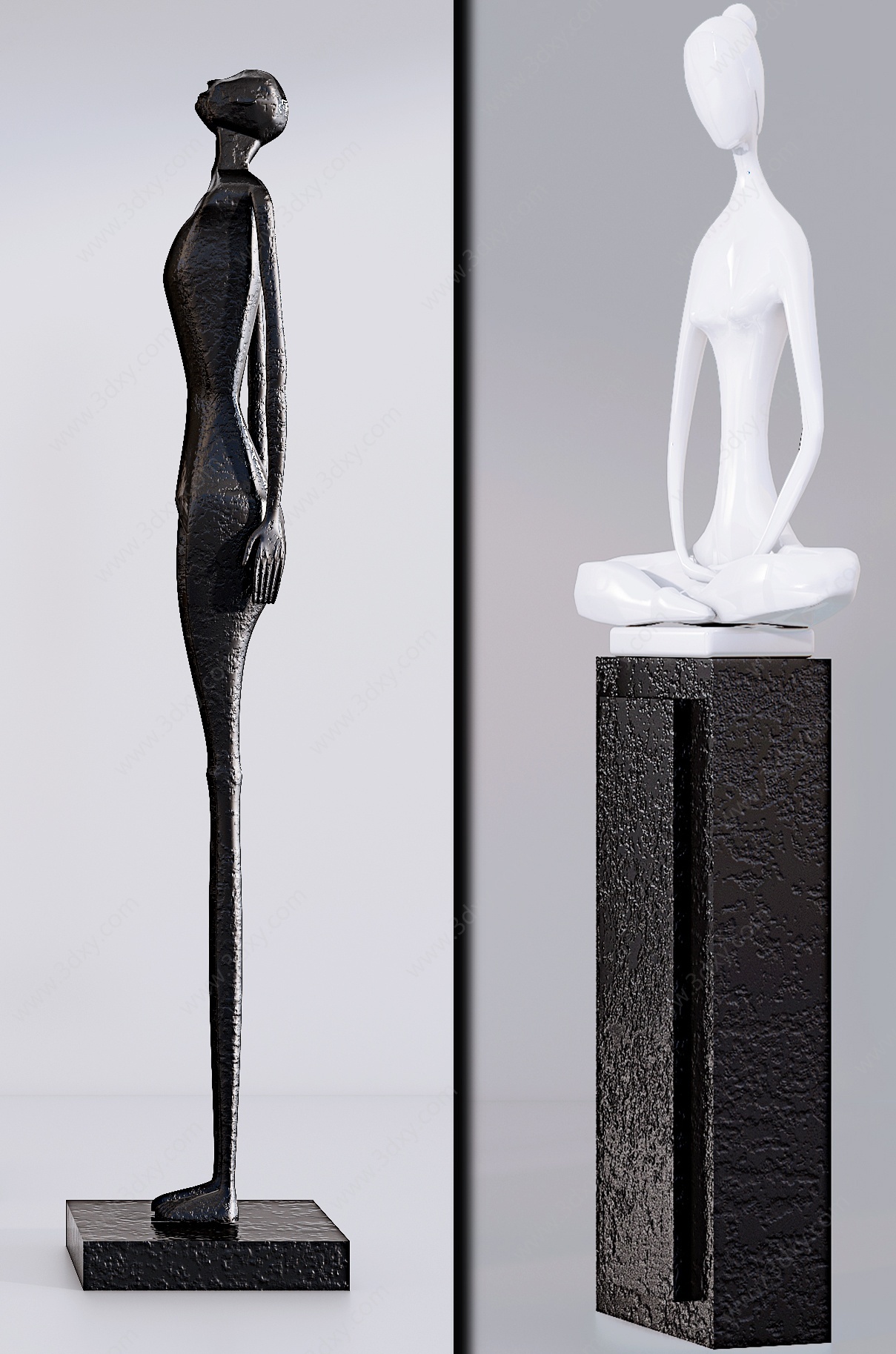 现代抽象人物雕塑摆件3D模型