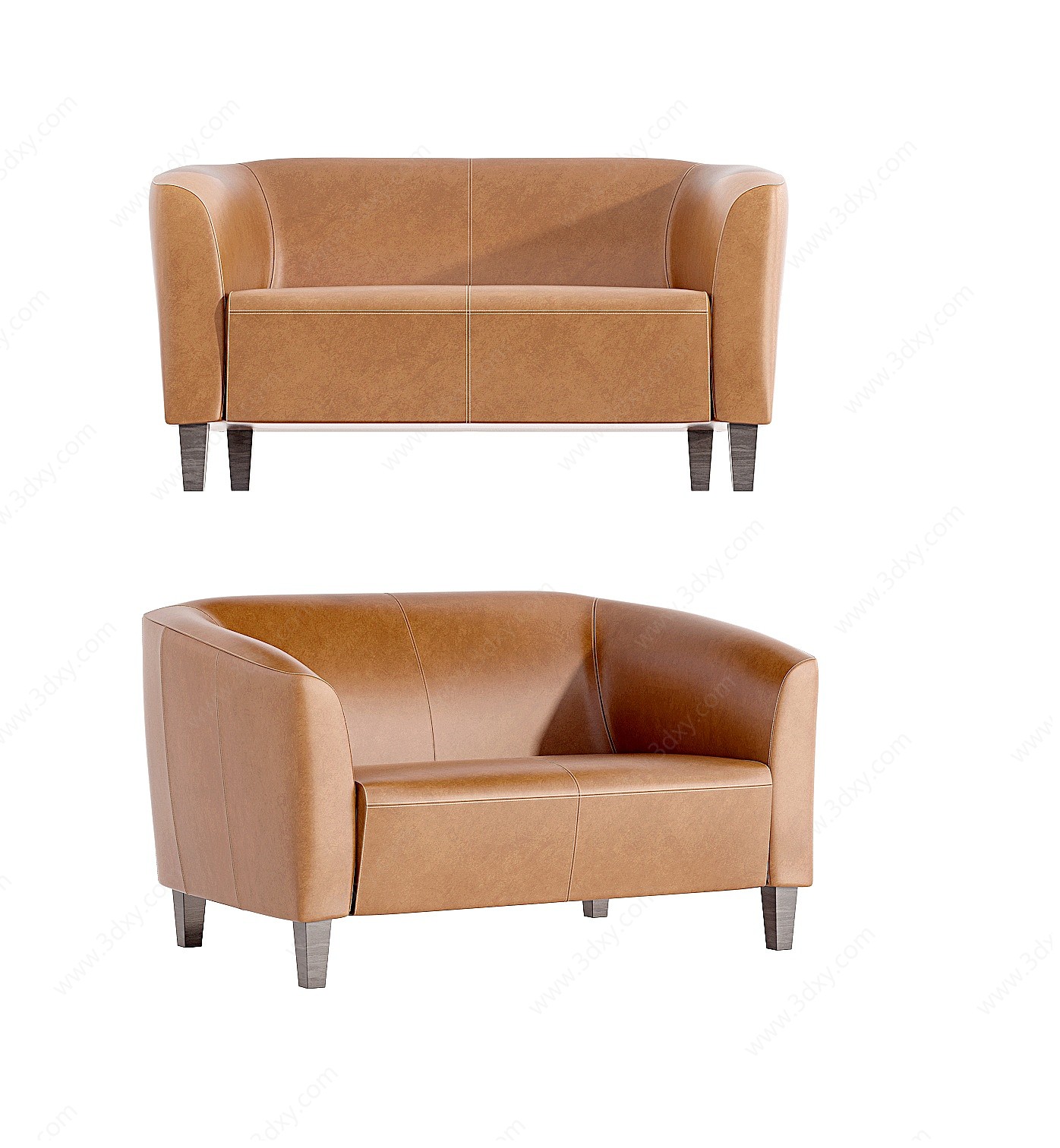 现代皮质双人沙发3D模型