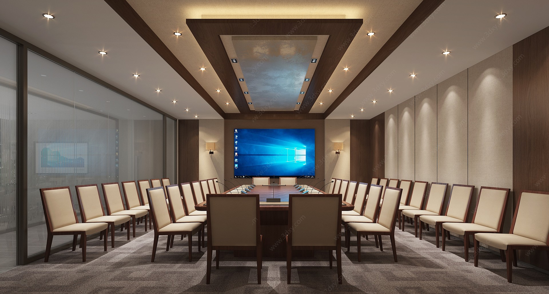新中式会议室多功能会议室3D模型