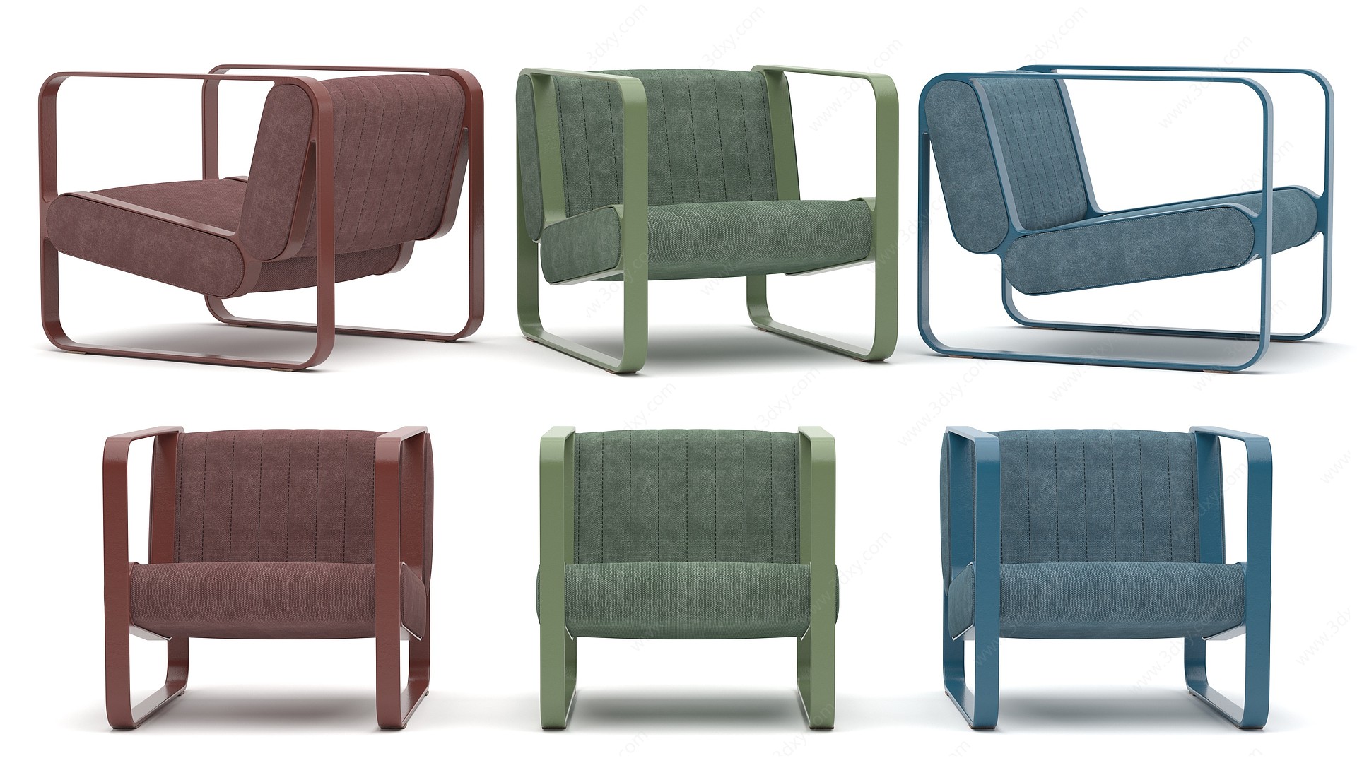 现代布艺沙发单椅3D模型