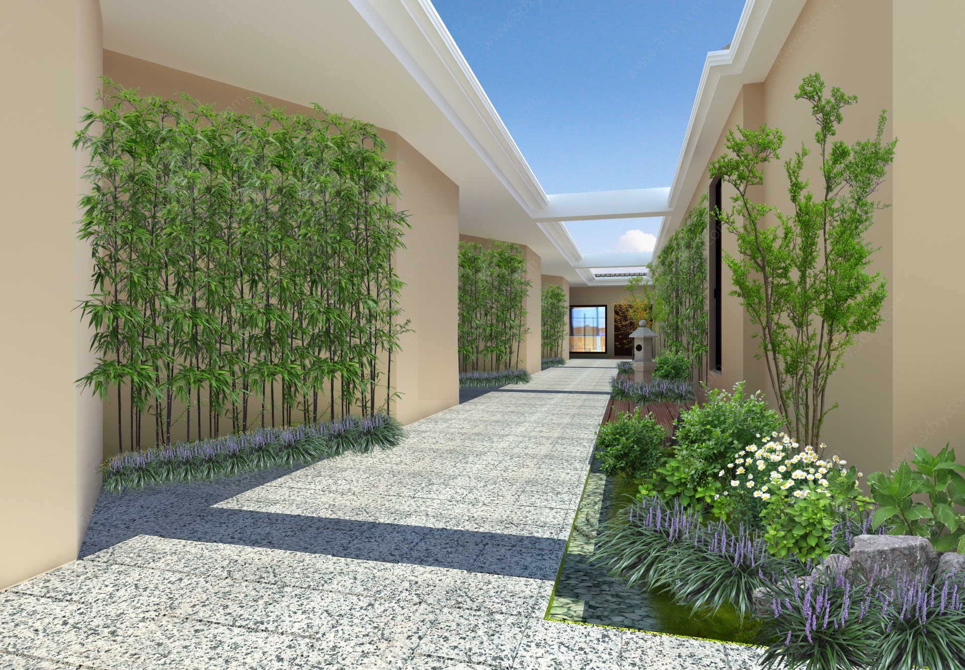 新中式屋顶花园休息室3D模型