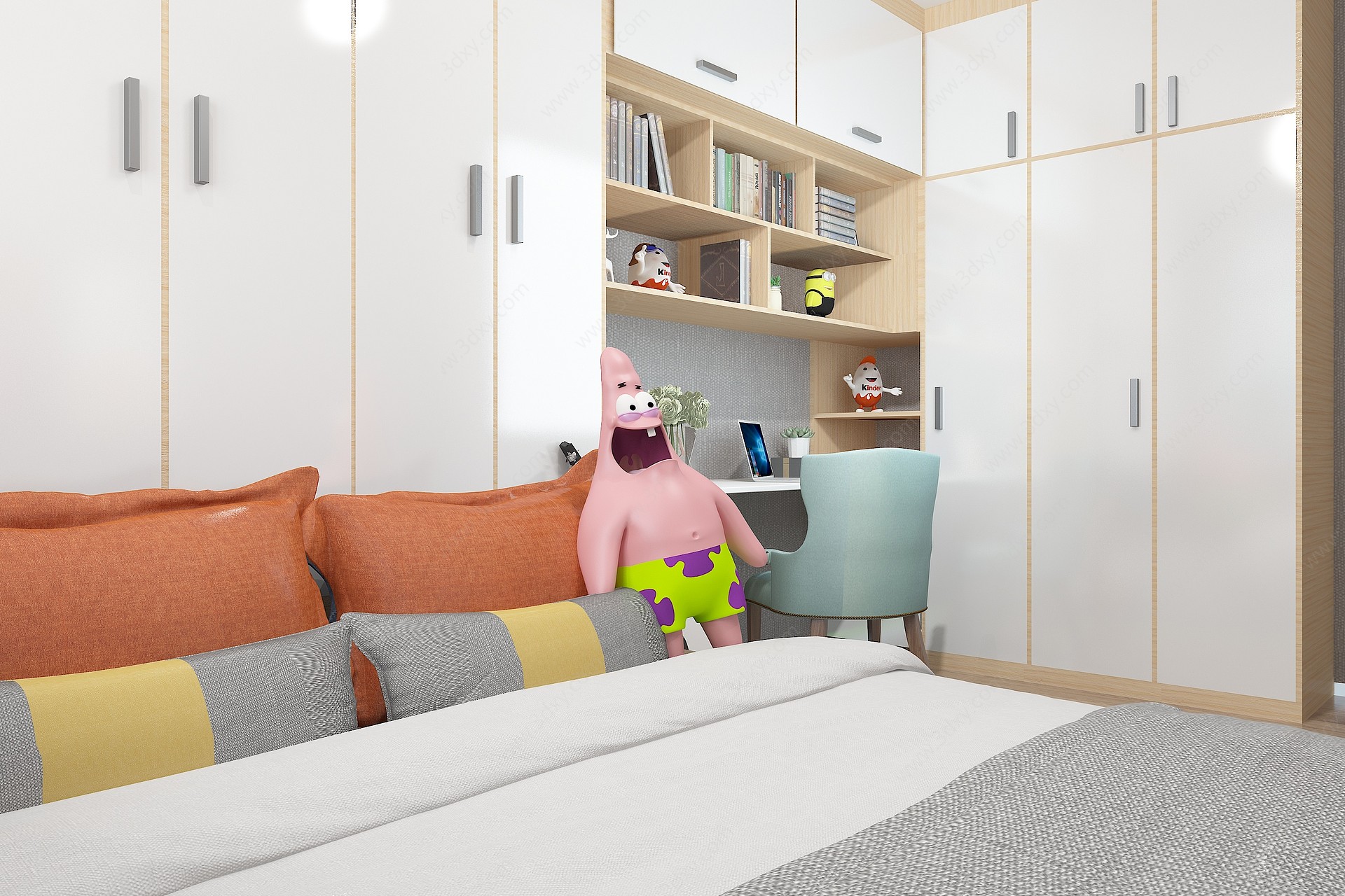 现代榻榻米次卧室儿童房3D模型