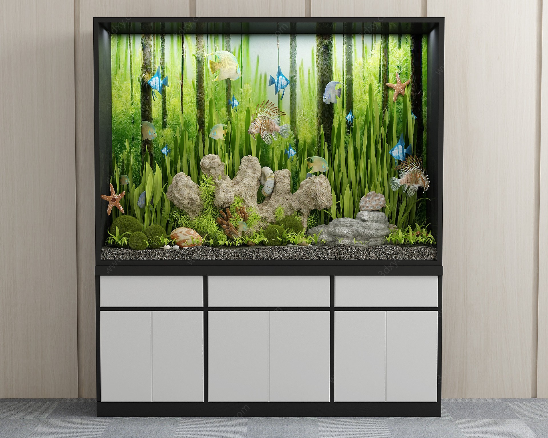 现代鱼缸水族箱3D模型
