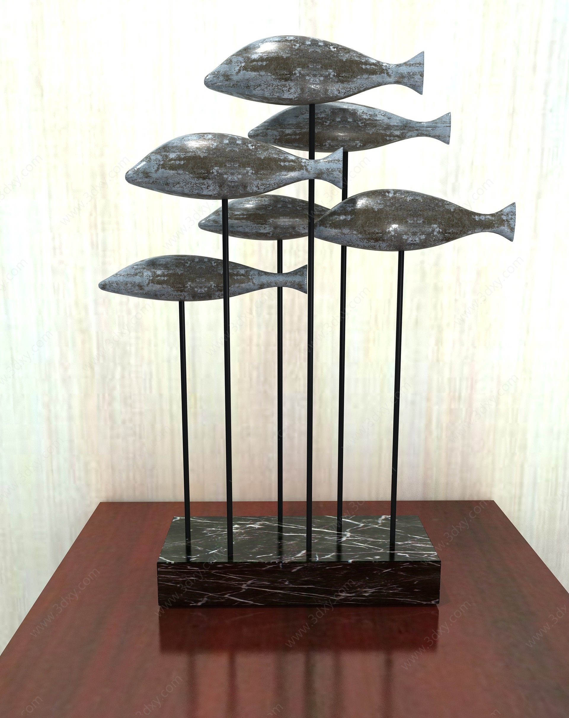 金属鱼摆件3D模型