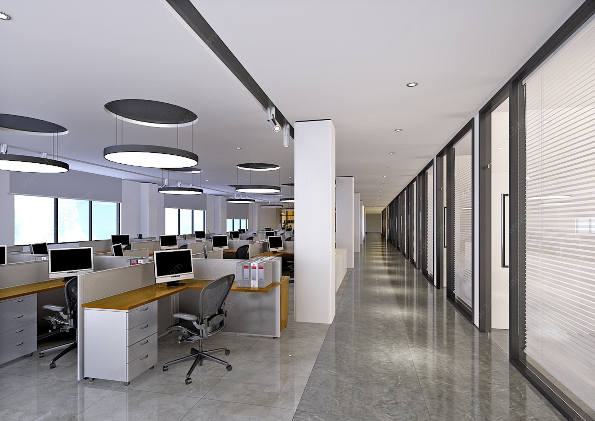 新中式办公室3D模型