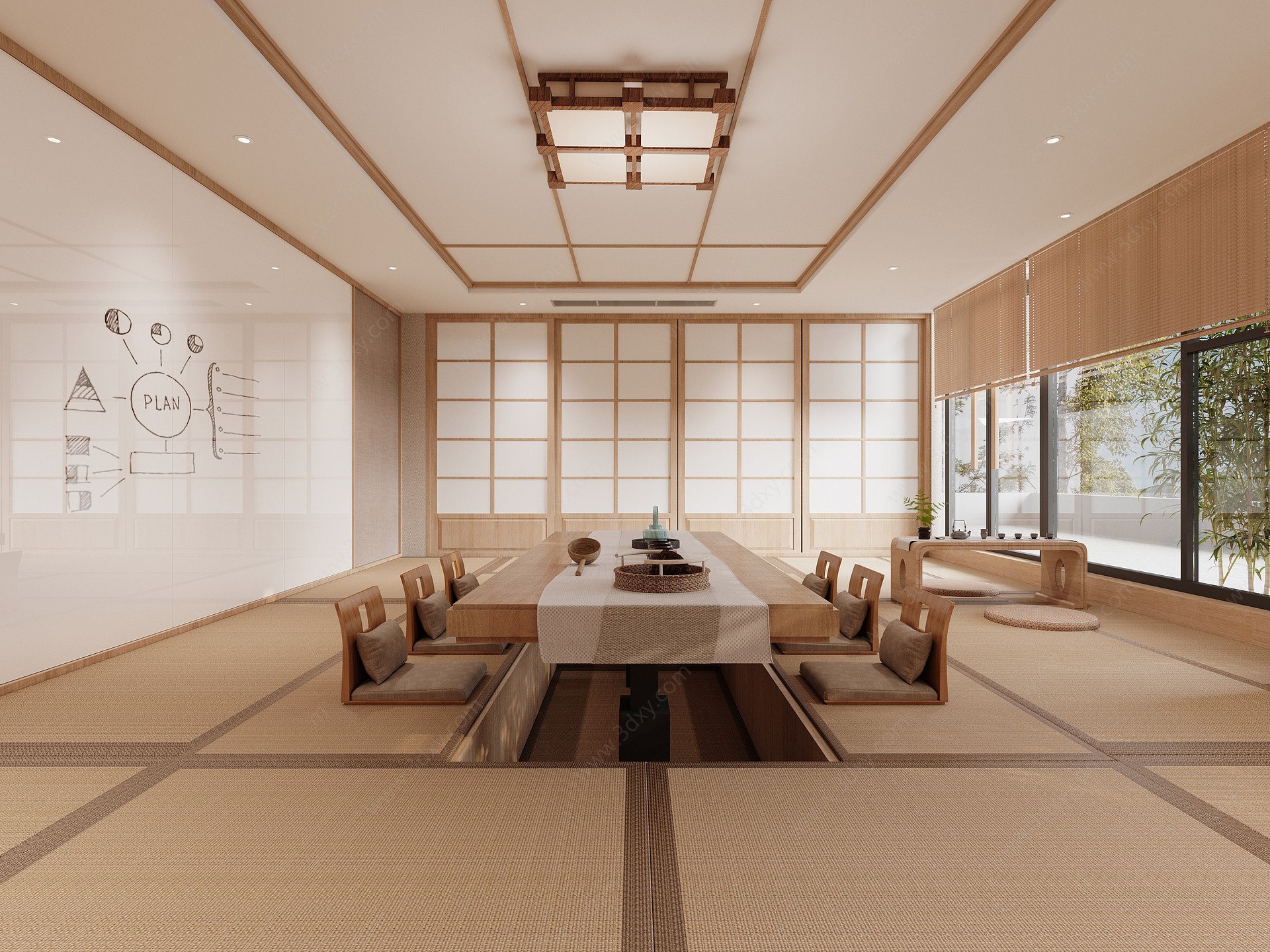 日式榻榻米餐厅3D模型