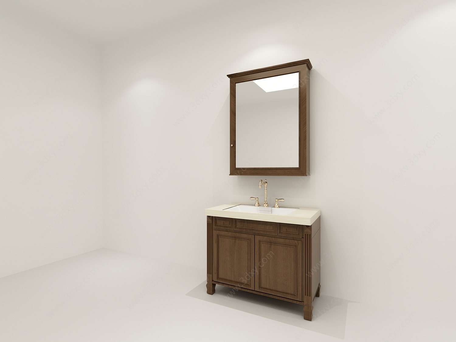 中式卫生间水盆镜柜3D模型