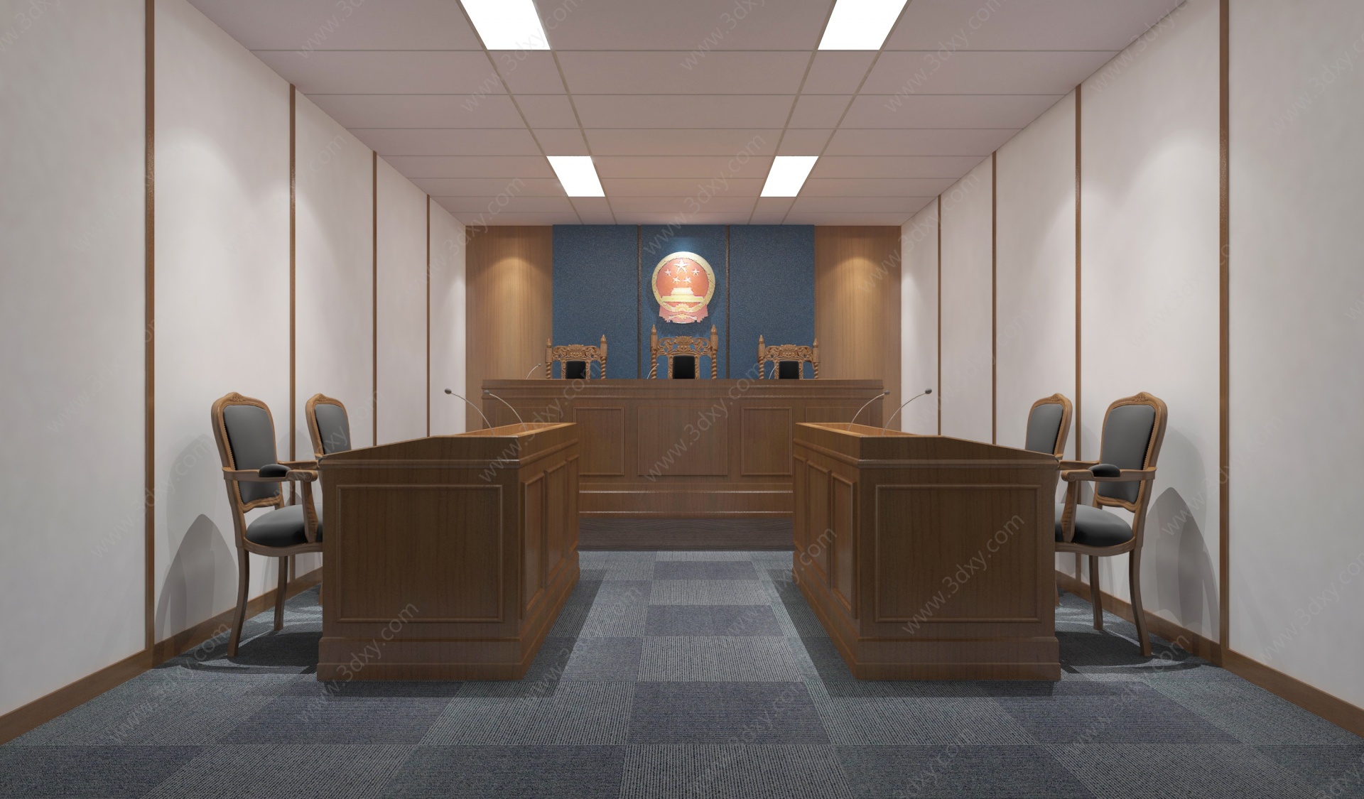 现代律所模拟法庭3D模型