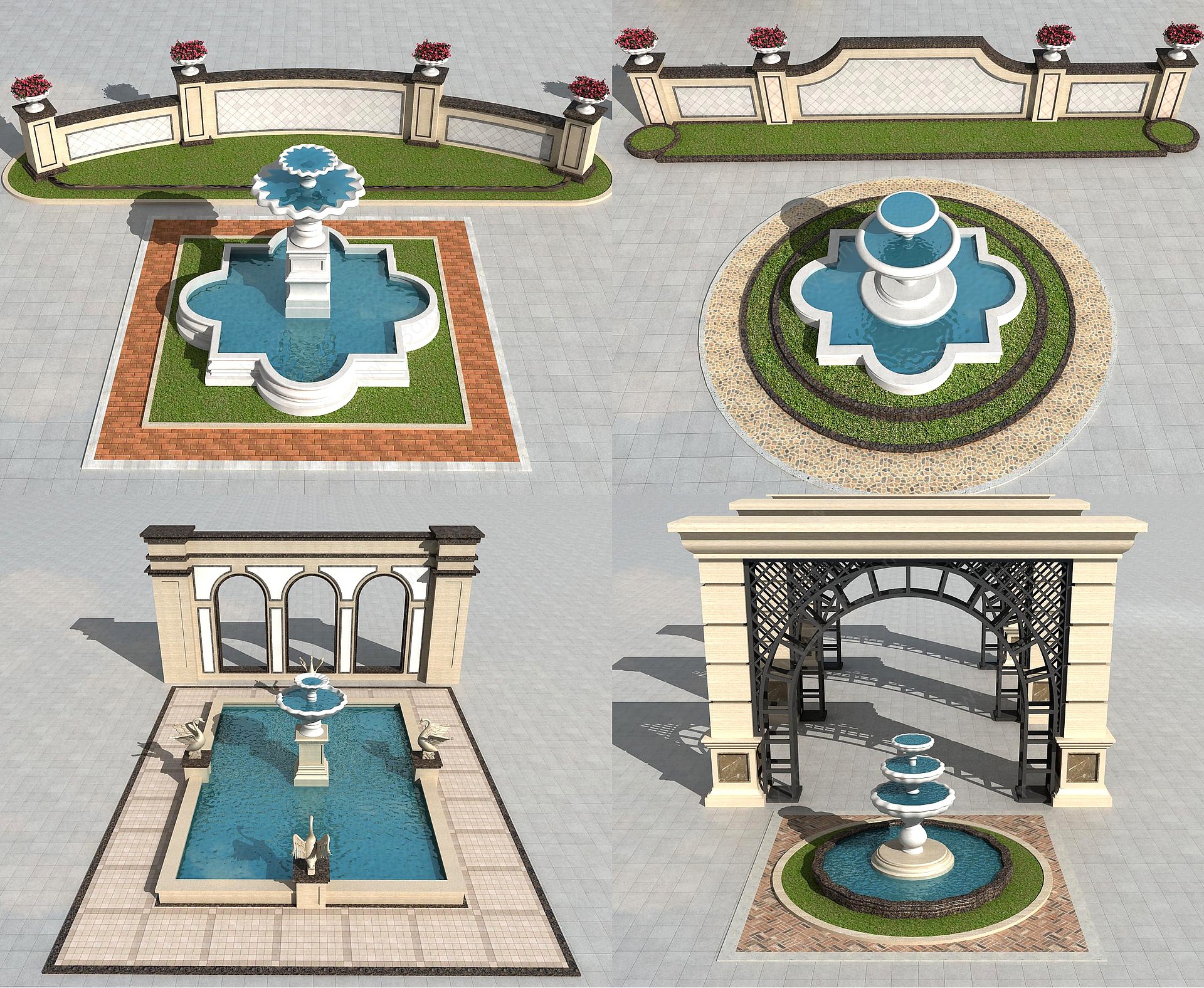 欧式喷泉3D模型